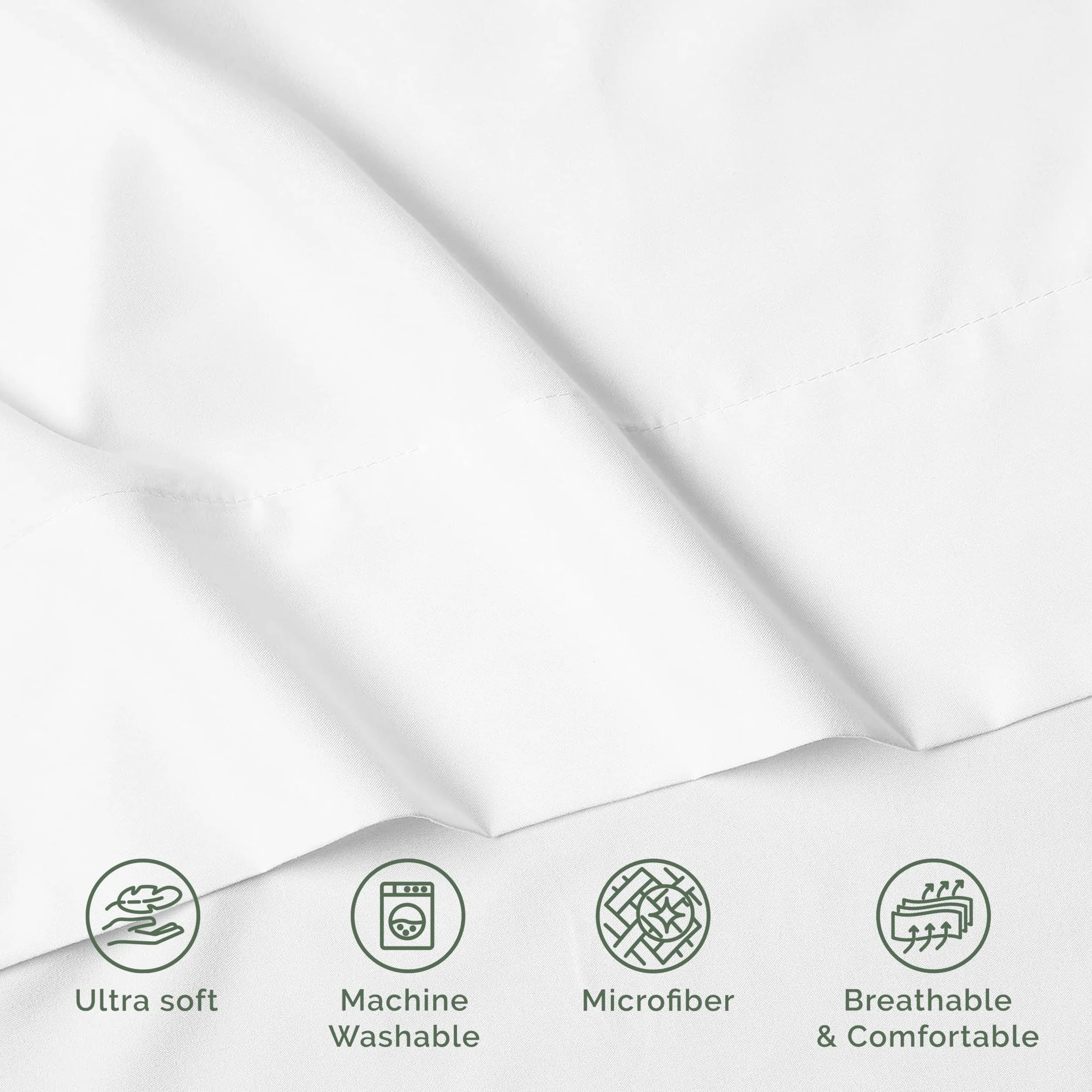 Elegant Comfort Luksusowe prześcieradło bez zagnieceń, gęstości splotu 1500, jakość hotelowa, 1-częściowe prześcieradło, rozmiar Queen Size, białe