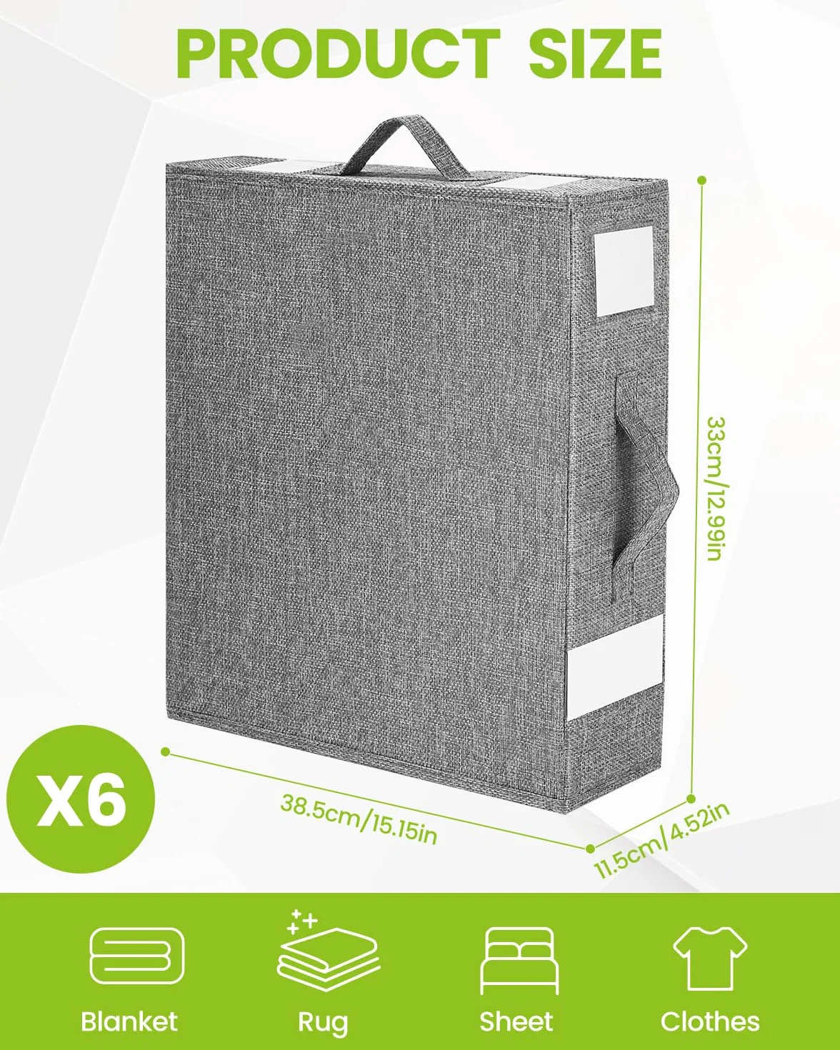 Składana torba do przechowywania, 6 sztuk organizer do przechowywania pościeli, organizer na pościel z okienkiem i etykietą, przechowywanie pod łóżkiem, pudełko do przechowywania z pokrywką na