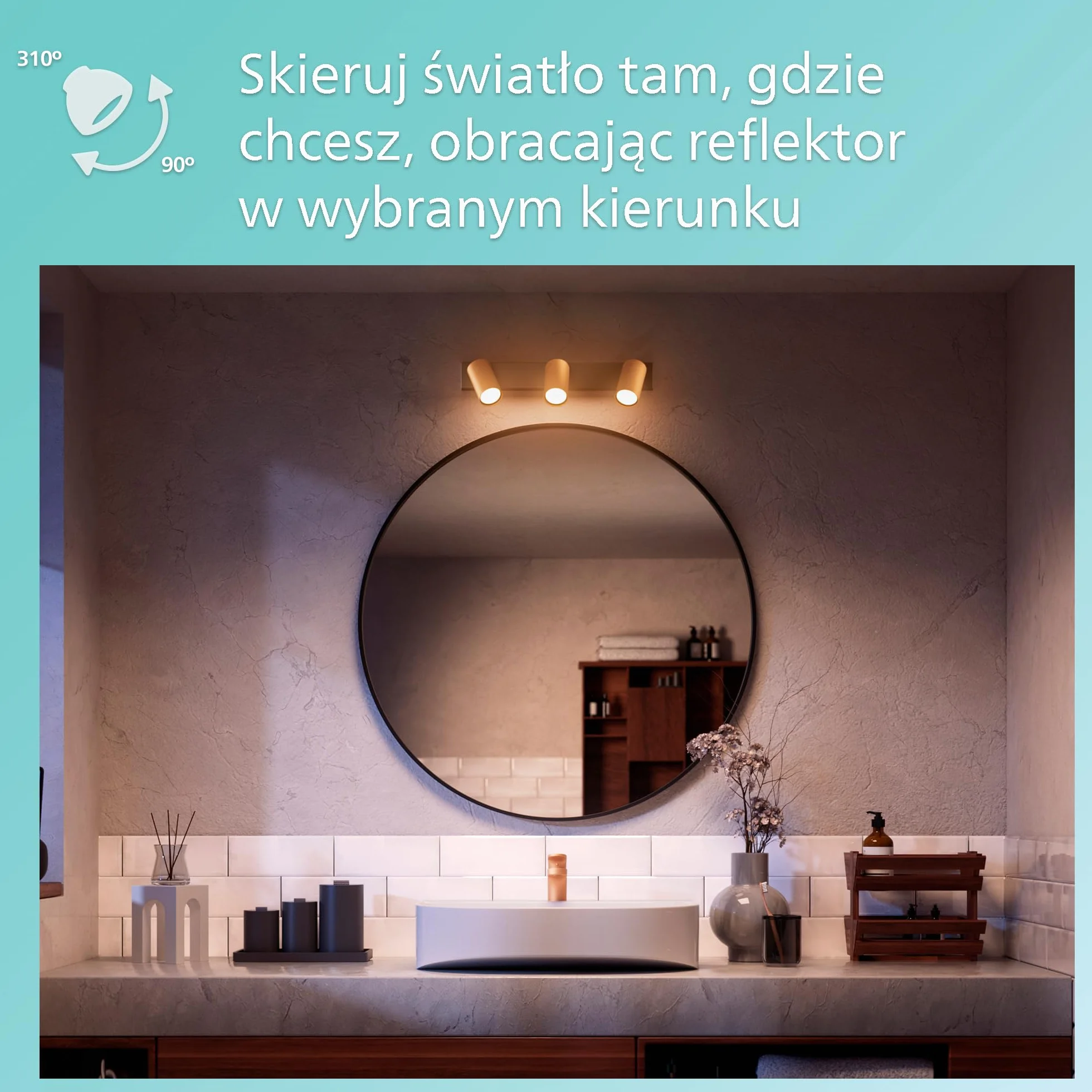 Philips Idris 2 głowicy, lampa GU10 nie wchodzi w zakres dostawy, mosiądz, IP44, wodoodporna
