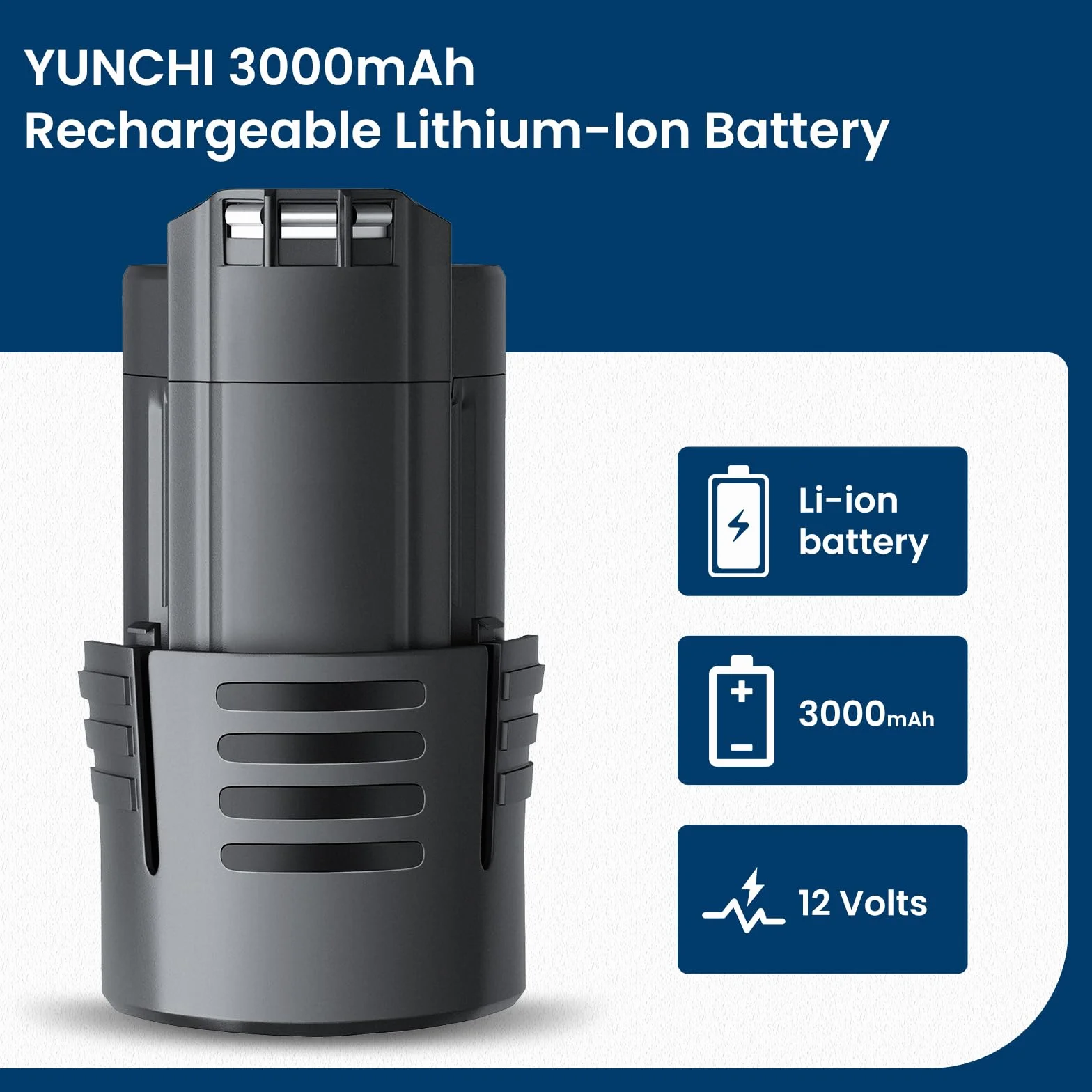 YUNCHI Akumulator zastępczy 3,0 Ah do akumulatora Bosch 12 V, kompatybilny z systemem Bosch Professional 12 V, 2 sztuki