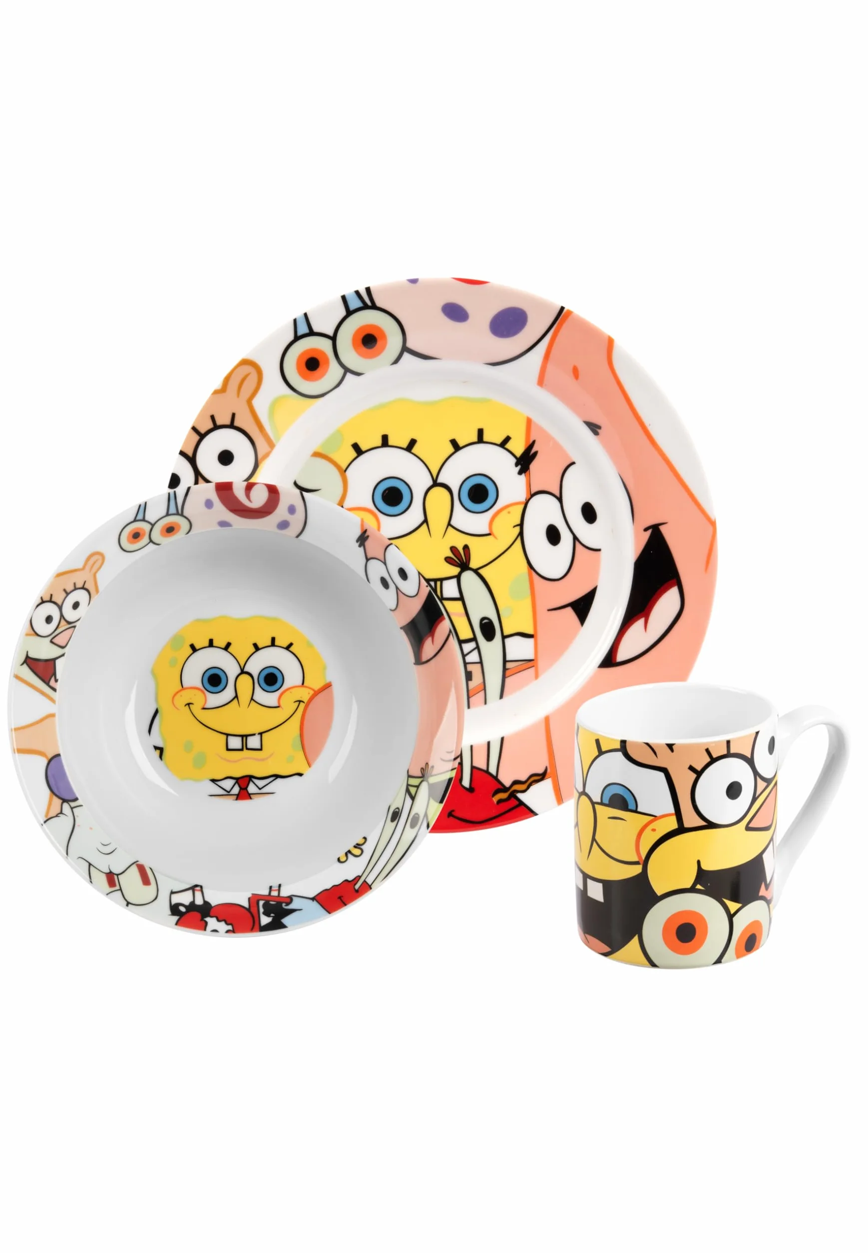 United Labels Spongebob Kanciastoporty zestaw śniadaniowy 3-częściowy talerz miska filiżanka porcelana
