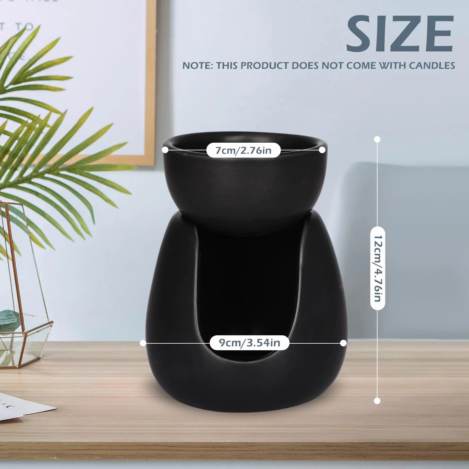 WD&CD Lampka zapachowa z ceramiki, lampka aromatyczna świeczka Aroma Diffuser podstawka do olejków eterycznych Czarny