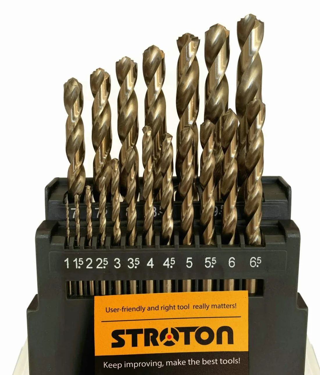 Zestaw wierteł spiralnych metrycznych M42 8% kobaltu do stali nierdzewnej i twardego metalu (1 mm-10 mm/19 szt.)