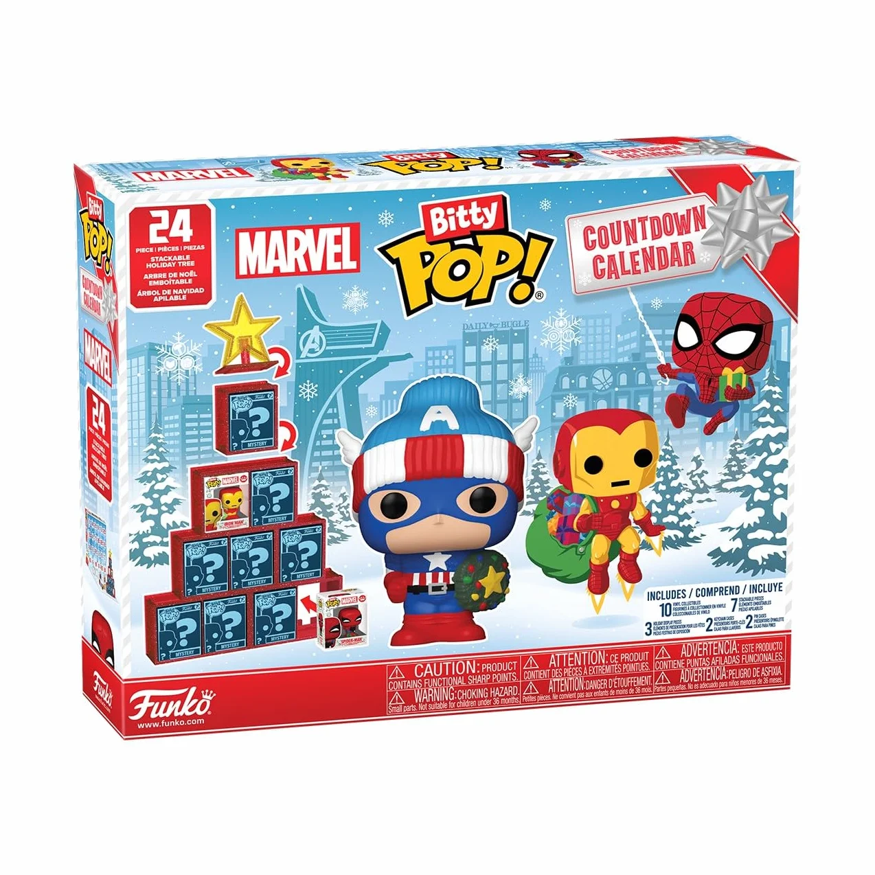 Funko Bitty Pop! Kalendarz odliczający: Marvel Comics - kalendarz adwentowy - 24 dni niespodzianek - minifigurka z winylu do kolekcji - tajemnicze pudełko, pomysł na prezent, na Boże Narodzenie
