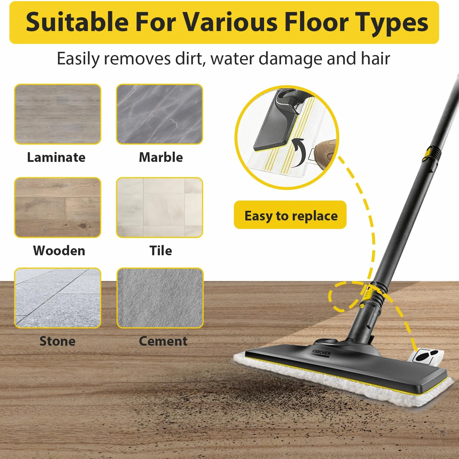 8 sztuk wymiennych ściereczek z mikrofibry kompatybilne z Karcher EasyFix SC1, SC2, SC3, SC4, SC5 Kärcher Parowa szczotka akcesoria do czyszczenia wszystkich rodzajów gleby + 1 skrobak do mopa