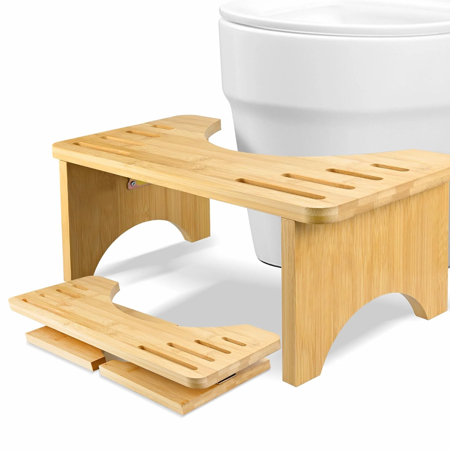 Bambusowy stołek toaletowy, składany taboret łazienkowy, zdrowy i przenośny taboret toaletowy, ergonomiczny taboret toaletowy do łazienki, do walki z zaparciami, wzdęciami i wygodnym