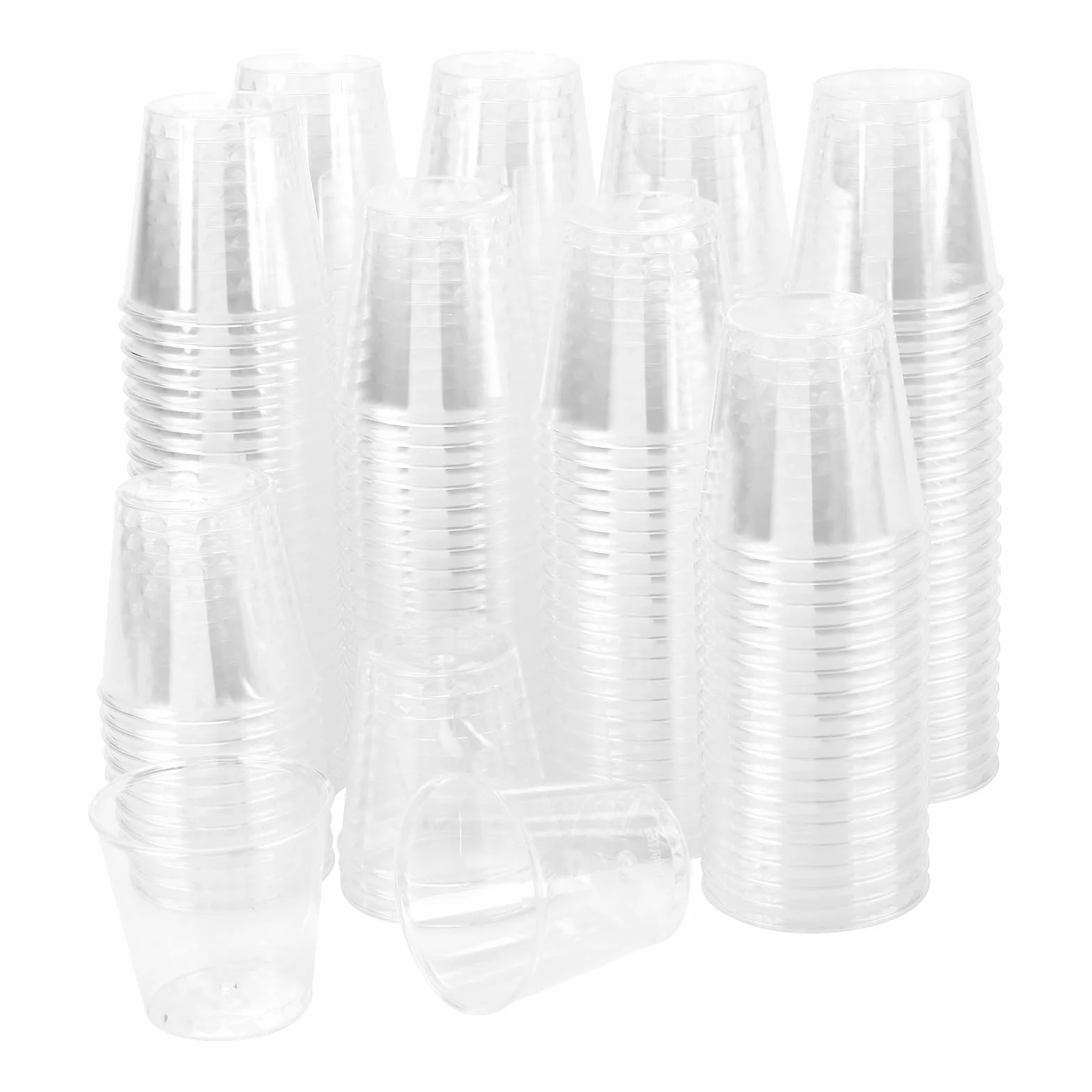 KEILEOHO 500 sztuk plastikowych kieliszków do wódki 30 ml, kubki do wódki z materiału PS, kubki plastikowe wielokrotnego użytku, na imprezy i imprezy