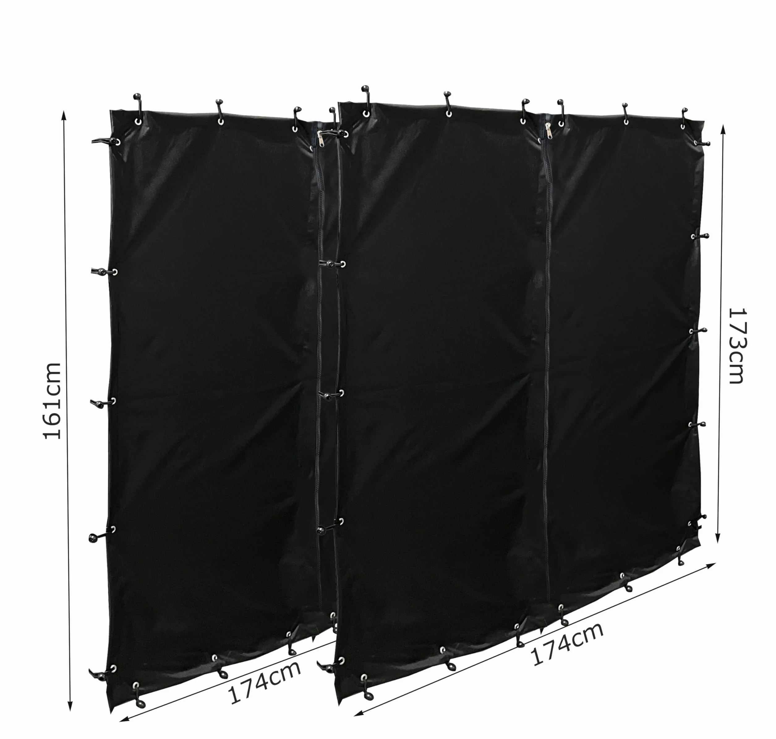Quick Star zestaw ochrony przed warunkami atmosferycznymi, przód i ty? na drewno kominkowe XXL, 185 x 70 x 185 cm, PCW, kolor czarny