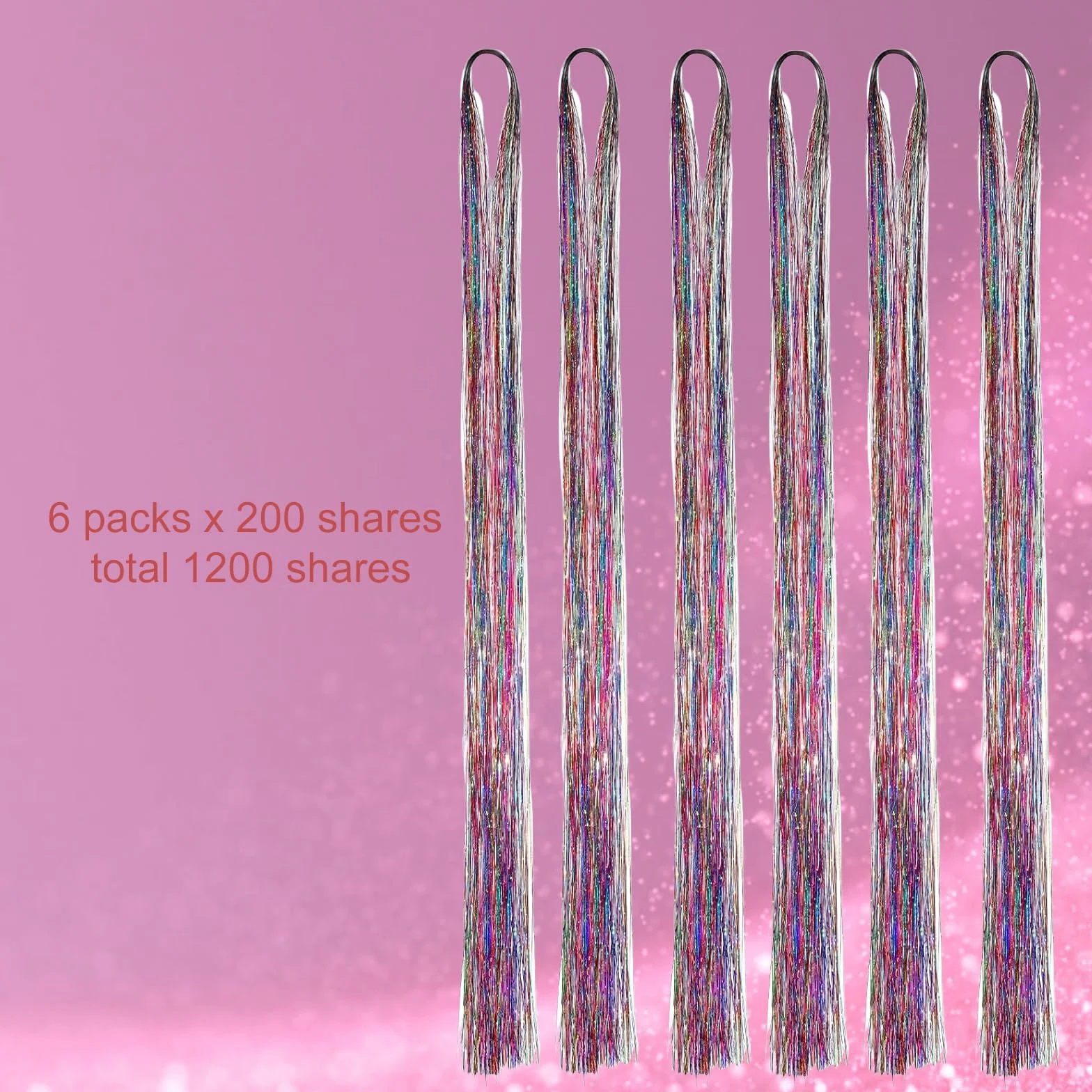 Mieszane kolory, bajkowe włosy, 119 cm, 1200 pasemek, błyszczące, wróżki, przedłużanie włosów, odporne na wysokie temperatury, brokatowe włosy, akcesoria festiwalowe, dla kobiet, dziewcząt, dzieci