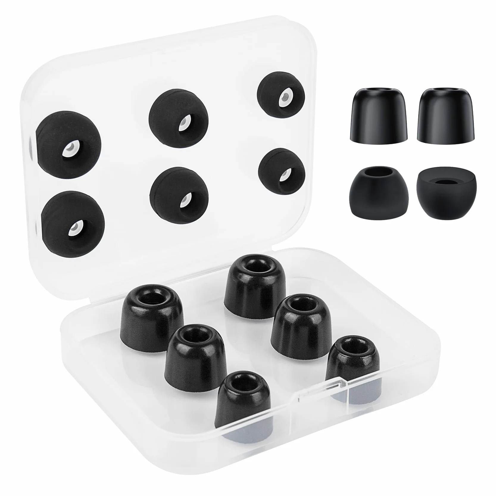 6 par combo zestaw wymiennych końcówek dousznych z pianki z pamięcią kształtu, 12 szt. końcówek do słuchawek dousznych, rozmiar 4,9 mm - 5,9 mm (S/M/L, czarne)