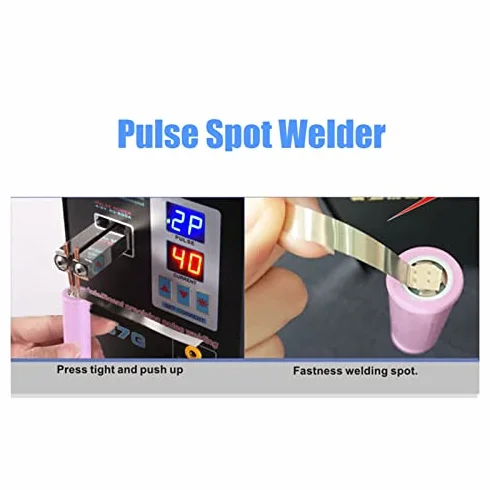 Pulse Spot Welder Podwójne Tryby Spawania, Oświetlenie LED, Przełącznik Nożny, Ustawienia Ciśnienia Prądu Spawania, Stop Aluminium, Czarny (Wtyczka UE 220)