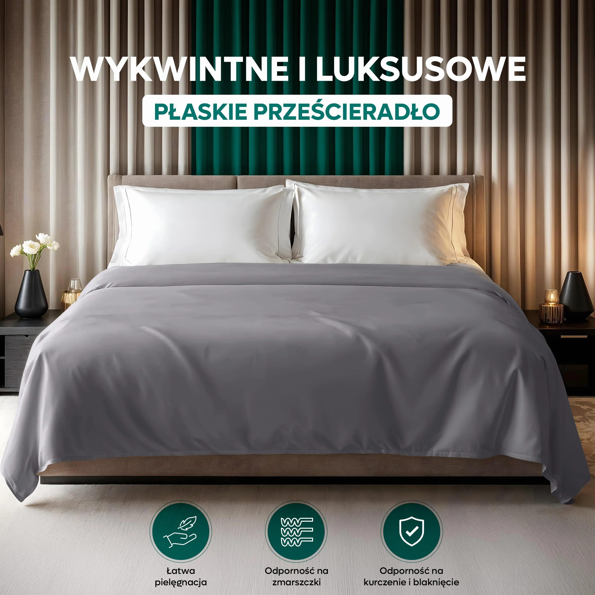 Utopia Bedding - Pojedynczy Płaski Arkusz (167 x 243 cm, Szary) - Soft Brushed Microfiber Fabric - dla rozmiaru łóżka 90 x 190 cm
