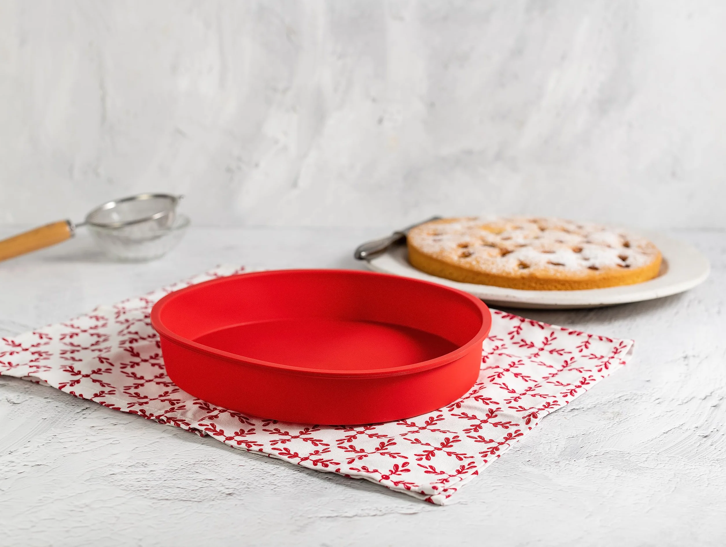 Dr. Oetker Okrągła Elastyczna Forma do Ciasta Owocowego, Silikon, Czerwona, Ø 26 cm