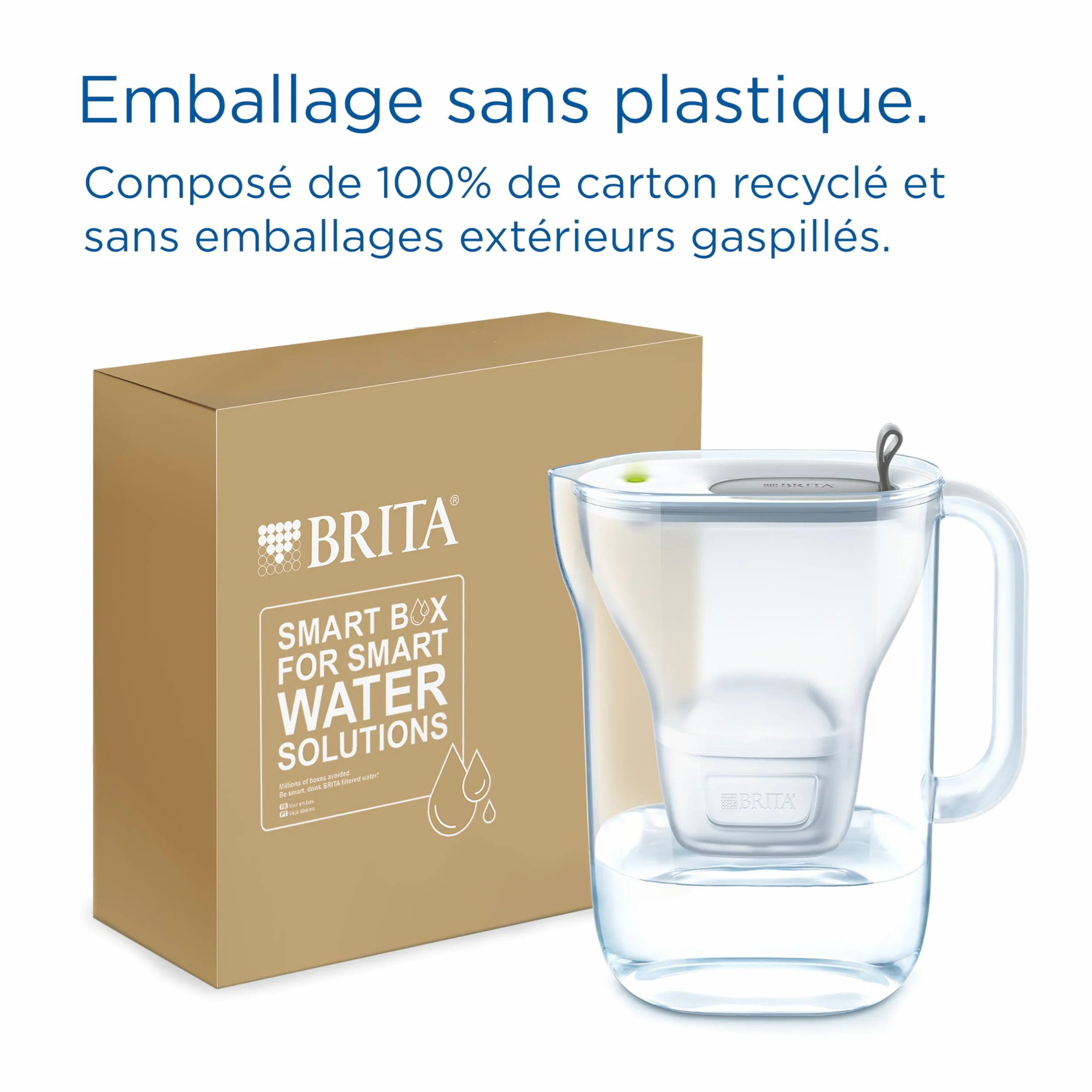 BRITA Dzbanek filtrujący styl szary (2,5l) z 3 wkładami filtrującymi wodę z kranu MAXTRA PRO All-in-1 redukuje PFAS*, wapień, chlor, niektóre zanieczyszczenia i metale wskaźnik czasu i objętości