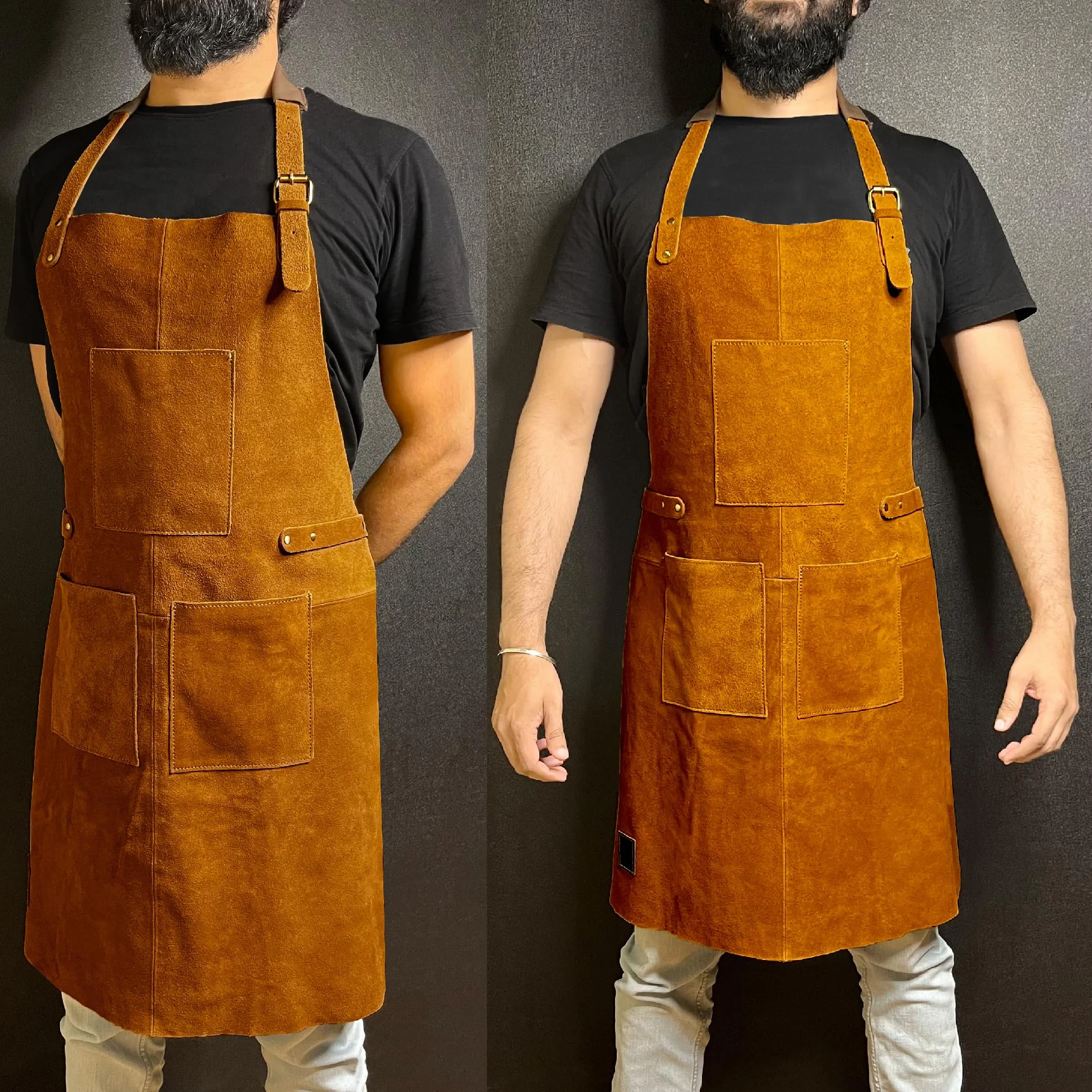 Rustic Town Genuine Leather Grill Work Apron with Tool Pocket ~ Adjustable Up to XXL for Men & Women ~ Gift Ideas for Him Her