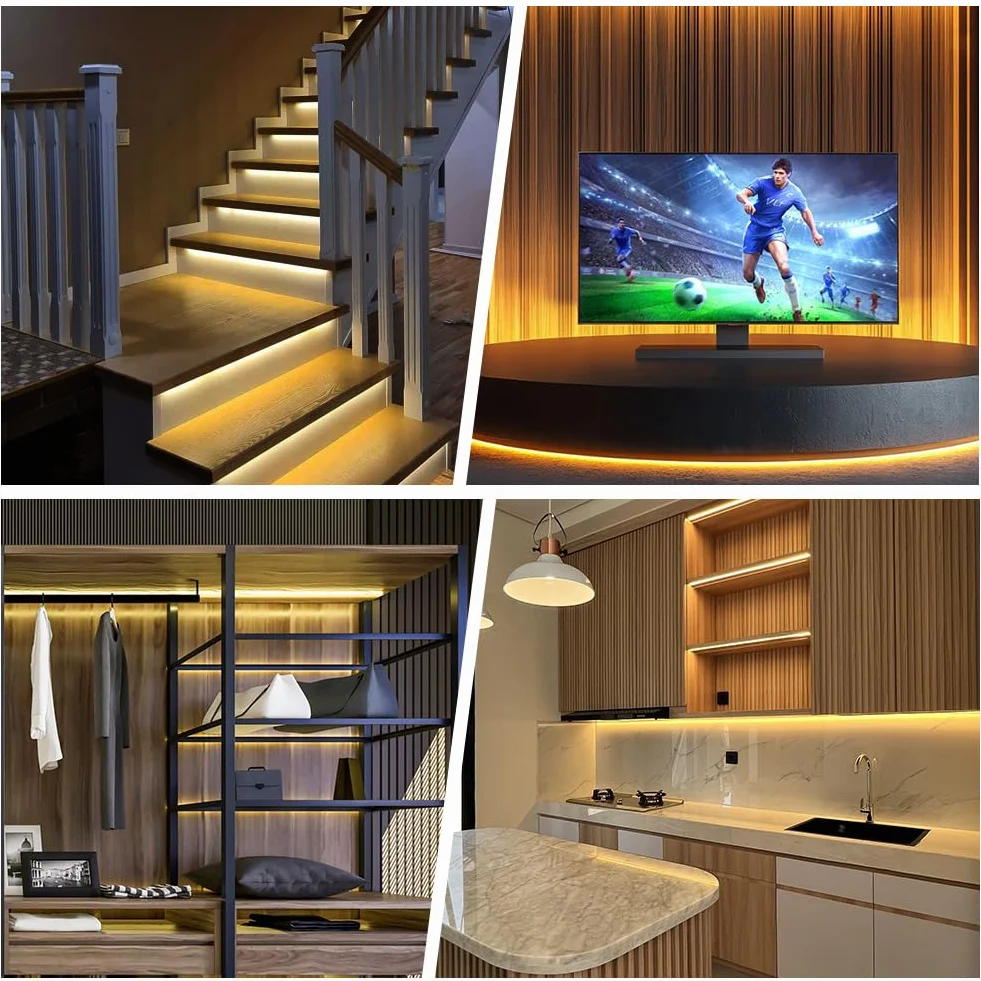 HOTUT Taśma LED COB LED, 3 m, ciepła biel, 5 V, ściemniana, elastyczna, samoprzylepna, do domu, kuchni, lustra, dekoracja