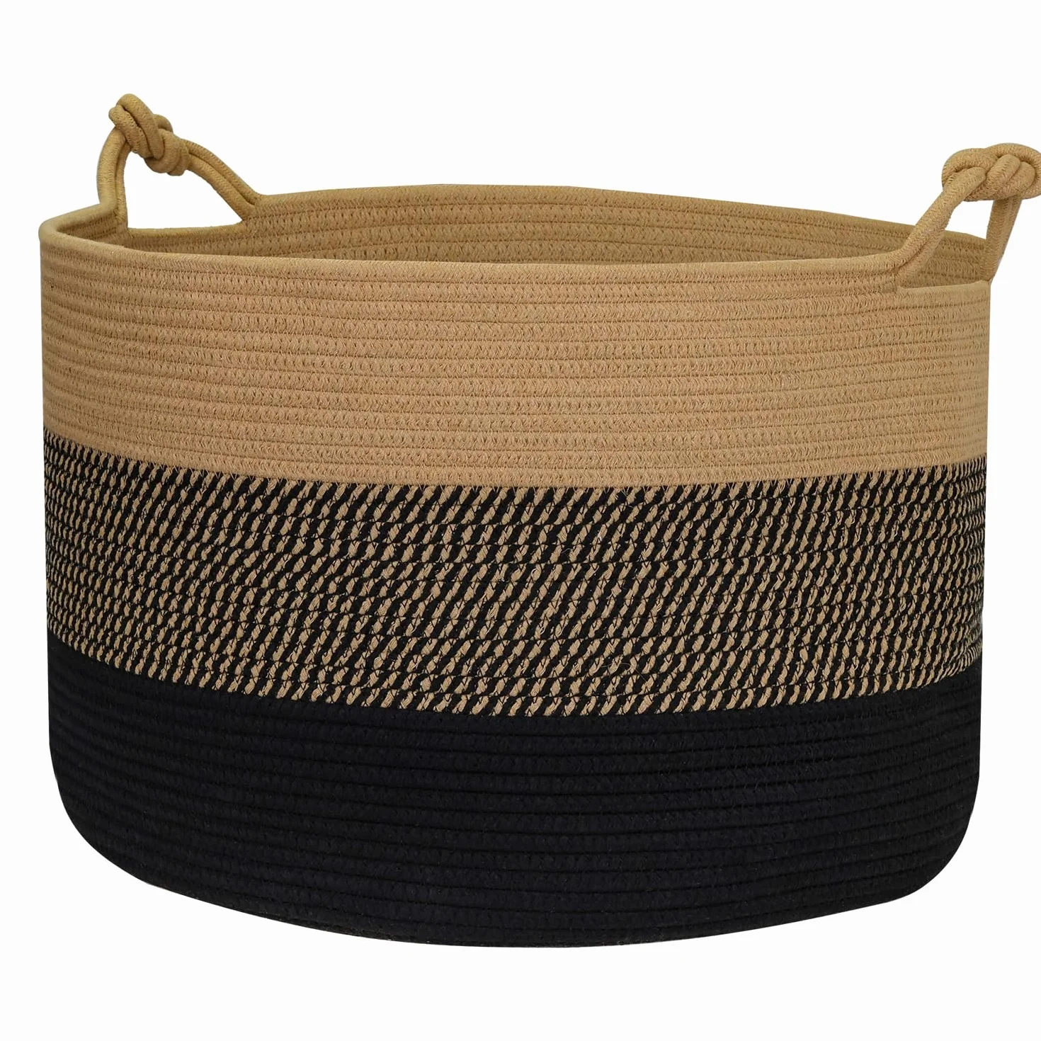 HMF duży kosz do przechowywania z bawełny 50 x 33 cm czarno-miodowy