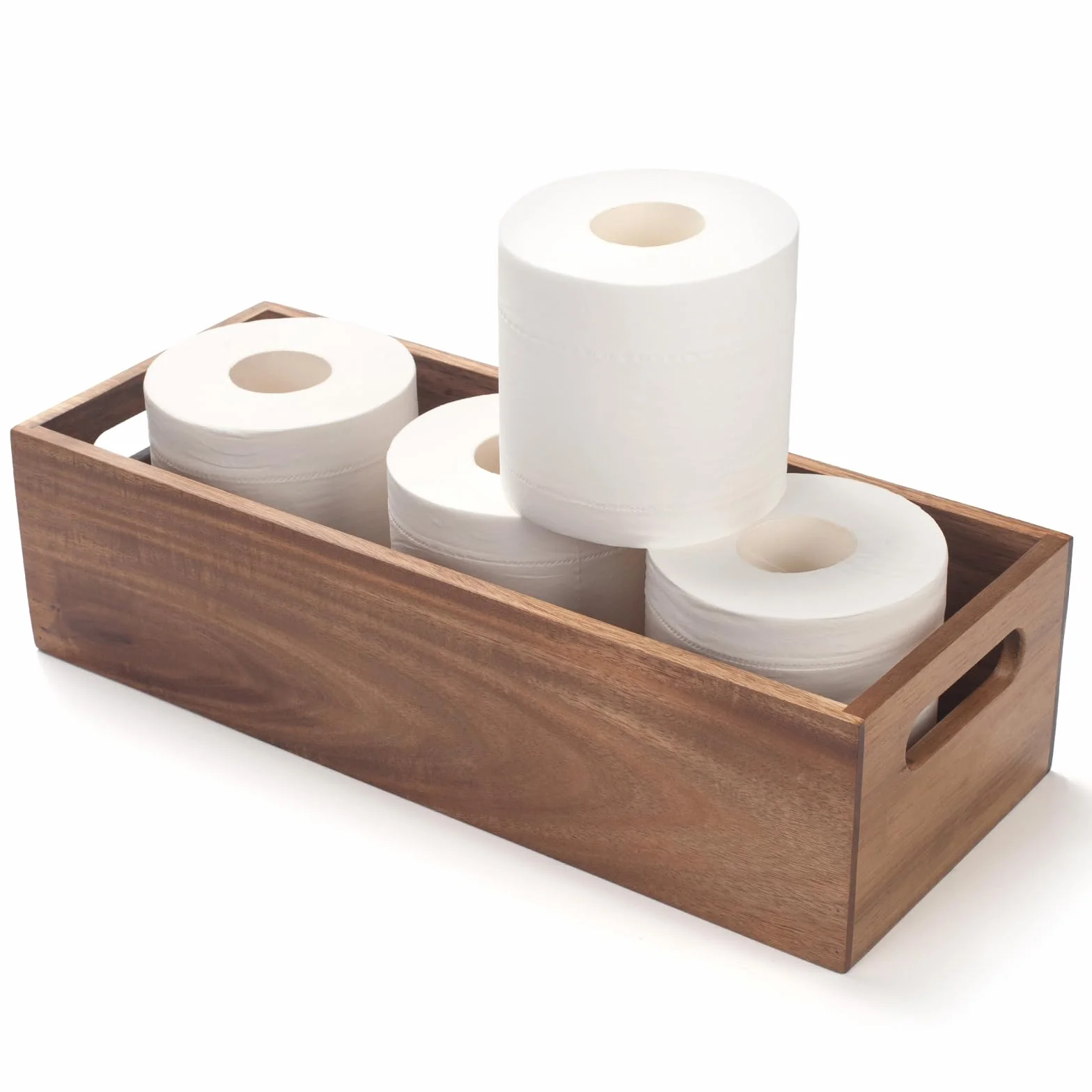 Kosz na zbiornik toaletowy, kosz na papier toaletowy na tył zbiornika toalety, bambusowy kosz do przechowywania łazienki do organizacji i dekoracji (38 x 15 x 10 cm)