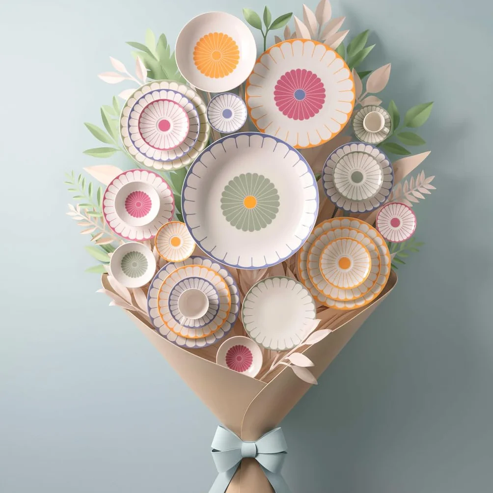 Villeroy & Boch Talerz obiadowy Fleur Soleil, żółty, nadaje się do mycia w zmywarce, nadaje się do kuchenki mikrofalowej, duży talerz, naczynia ceramiczne, możliwość układania w stos, pomarańczowy