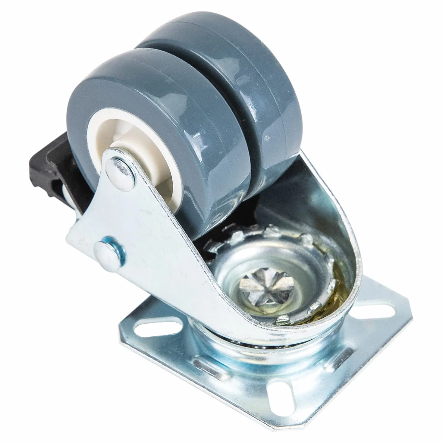 HMF 6720 Podwójne kółka do dużych obciążeń, z hamulcem, poliuretan, 4 sztuki, 50 mm, do 400 kg, szare