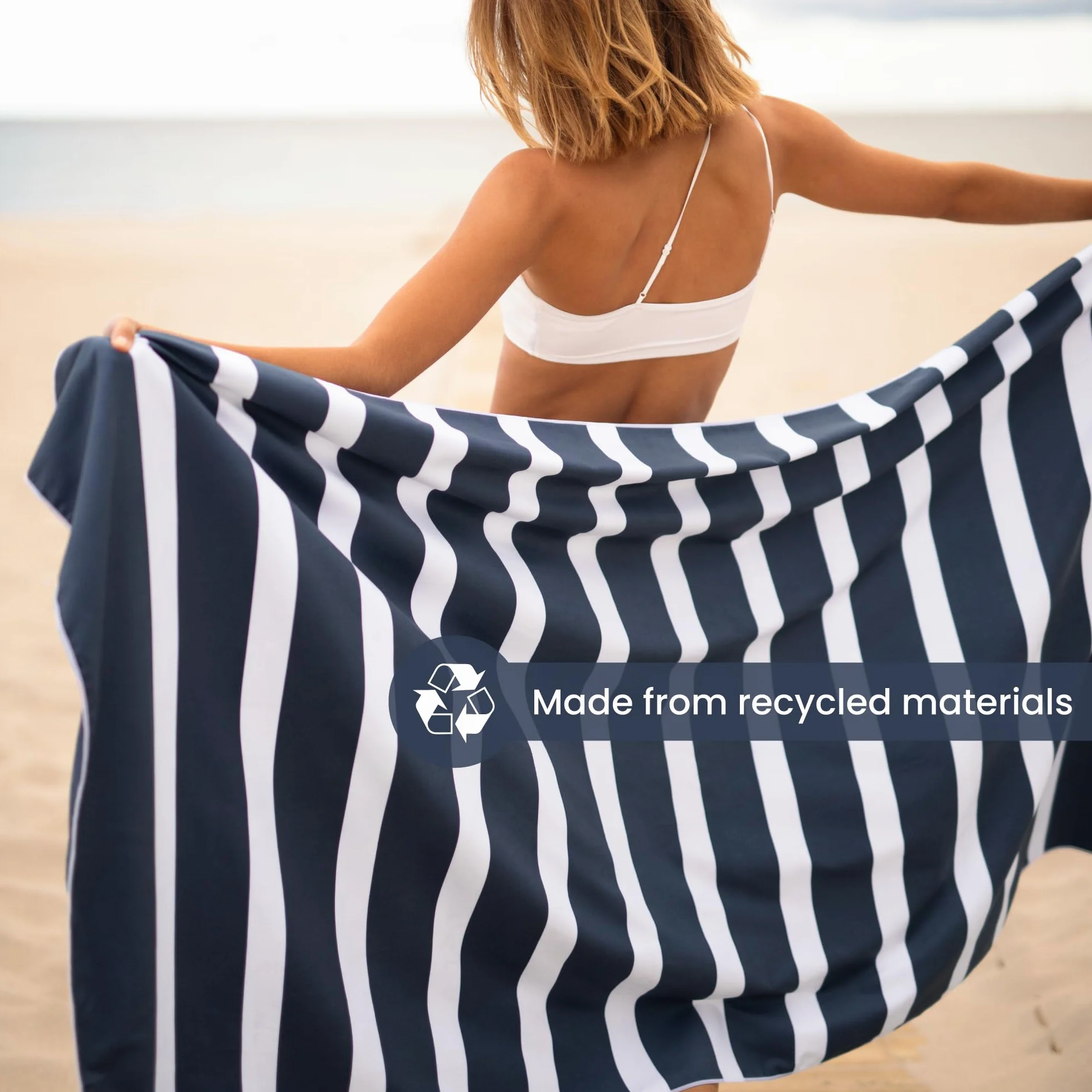SummerSand Ręcznik Plażowy z Mikrofibry XL 200x100 cm - Szybkoschnący, Odporny na Piasek, Kompaktowy i Lekki do Podróży - Wykonany z Materiałów Recyklingowych - Zawiera Torbę Podróżną – Niebieski