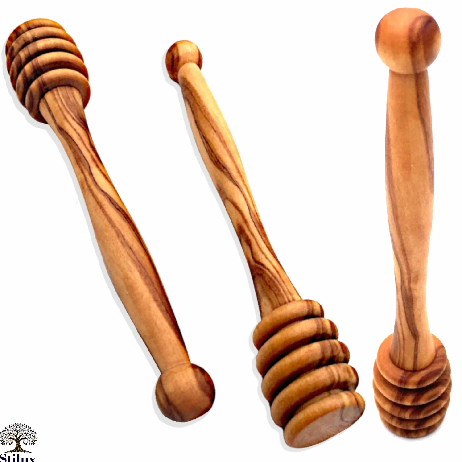łyżka do miodu z drewna oliwkowego, 15 cm, do miodu i syropu, spirala miodowa, bez kapania, z prawdziwego drewna oliwkowego