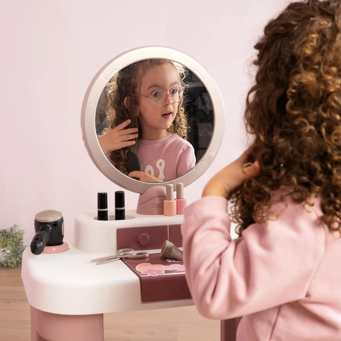 Smoby - My Beauty Dressing Table - Fryzjerstwo, Salon kosmetyczny, Zestaw do makijażu - Lustro, Przechowywanie - 15 akcesoriów - Materiał z recyklingu - Od 3 lat - Wyprodukowano we Francji