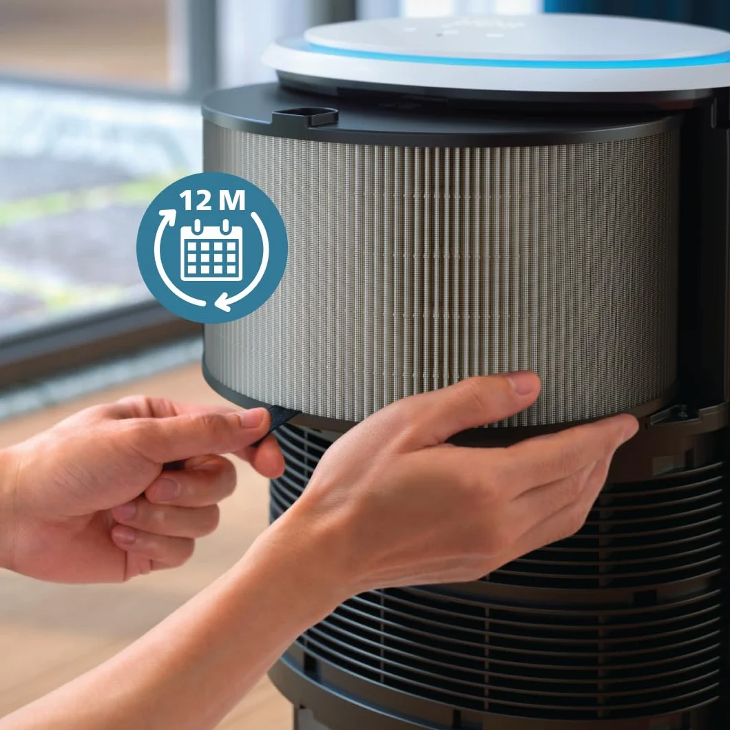 Oryginalny wymienny filtr Philips do oczyszczaczy powietrza serii 3200 AC3210, AC3220 i AC3221, HEPA NanoProtect + aktywny węgiel, 12 miesięcy żywotności, czarny/biały (FY3200/30)
