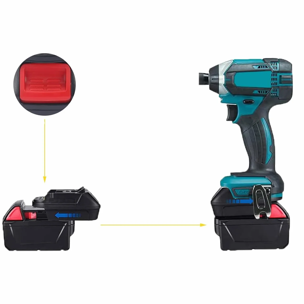 ADAPTER PRZEJSCIÓWKA Z DEWALT 18V 20V MILWAUKEE M18 DO NARZĘDZI MAKITA