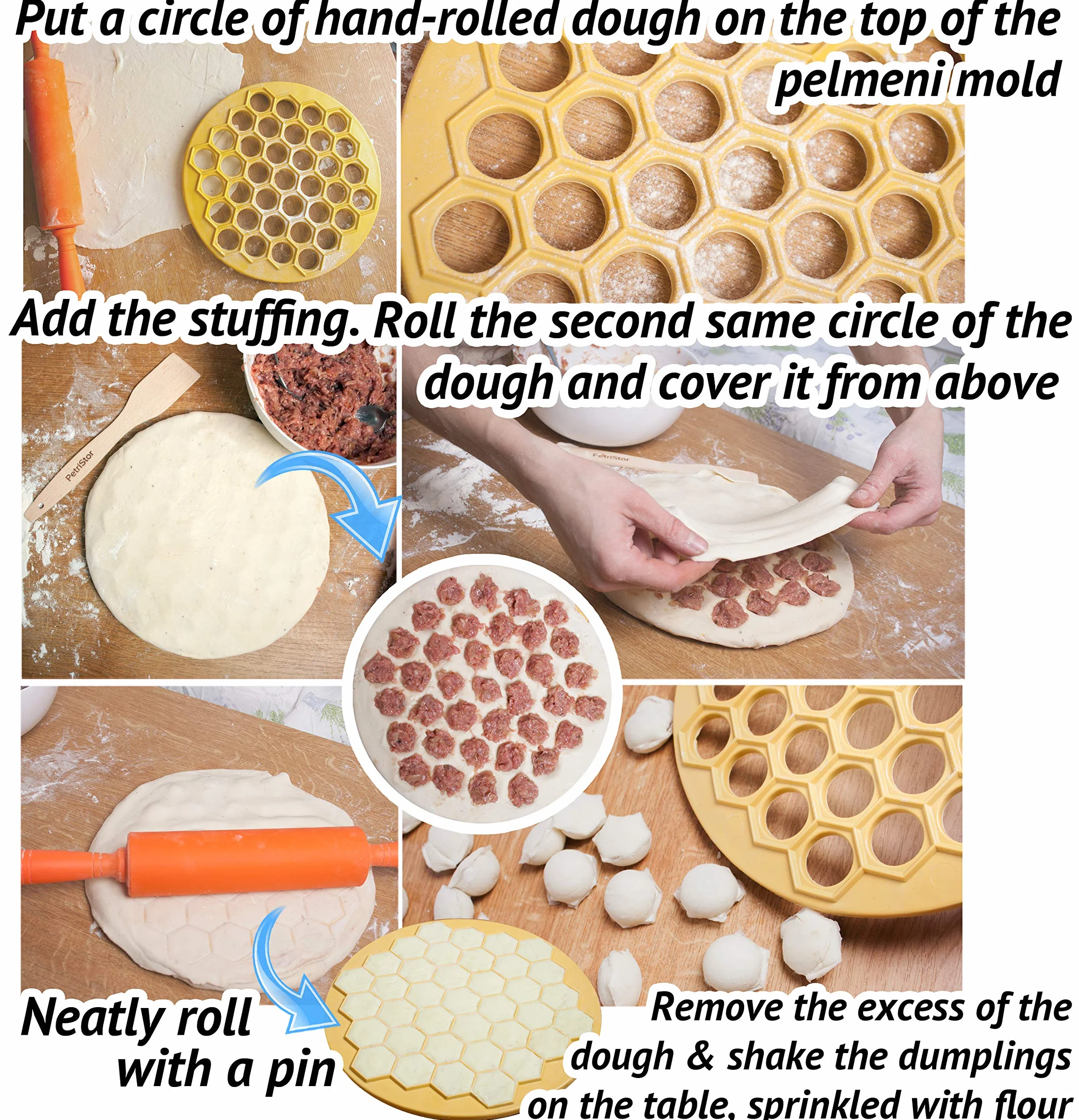 Russian PELMENI Maker Pierogi Ravioli plastikowa forma firmy PetriStor