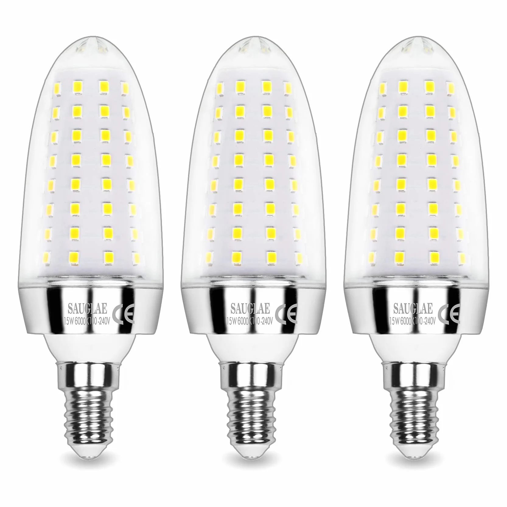Żarówka LED, 15 W, odpowiednik żarówki 120 W, zimna biel (6000 K), 1700 lm, gwint Edisona: E14 (mały gwint), 3 sztuki