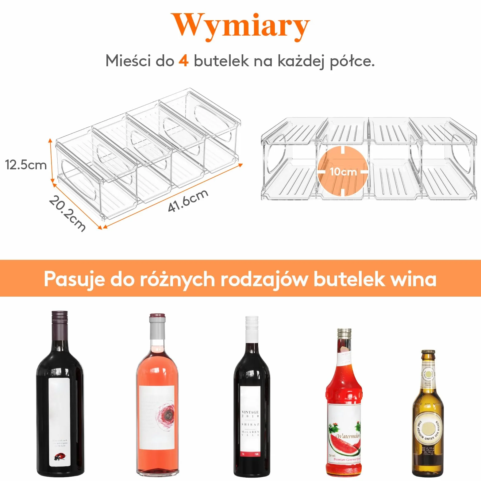 Lifewit Plastikowy stojak na wino 8 butelek 2 poziomy 42 x 20 x 12,5 cm