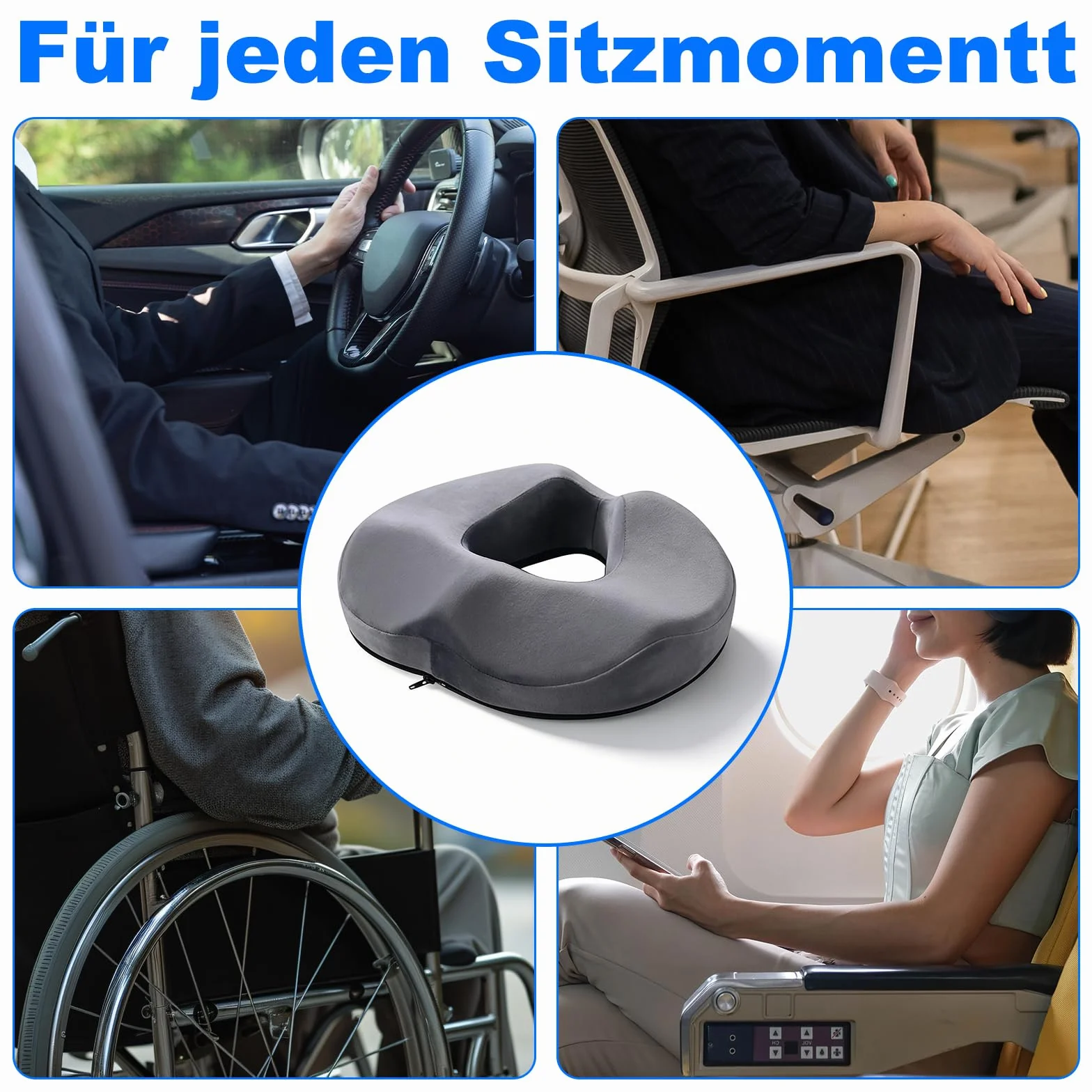 Poduszka Donut na kość ogonową Ergonomiczna z pianki Memory Foam do krzeseł biurowych samochodu wózka inwalidzkiego