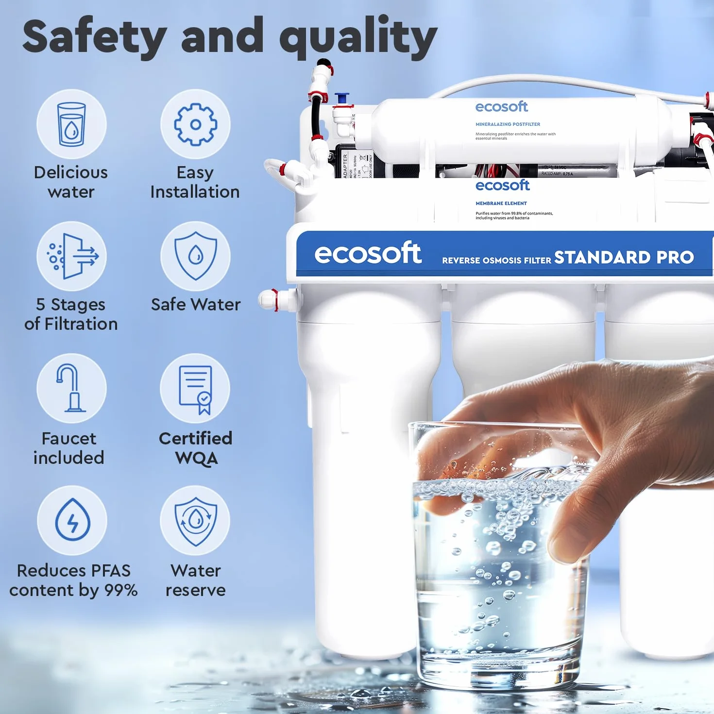 Ecosoft Standard PRO Filtr odwróconej osmozy - ze zintegrowaną pompą, wydajnym oczyszczaniem i łatwą instalacją
