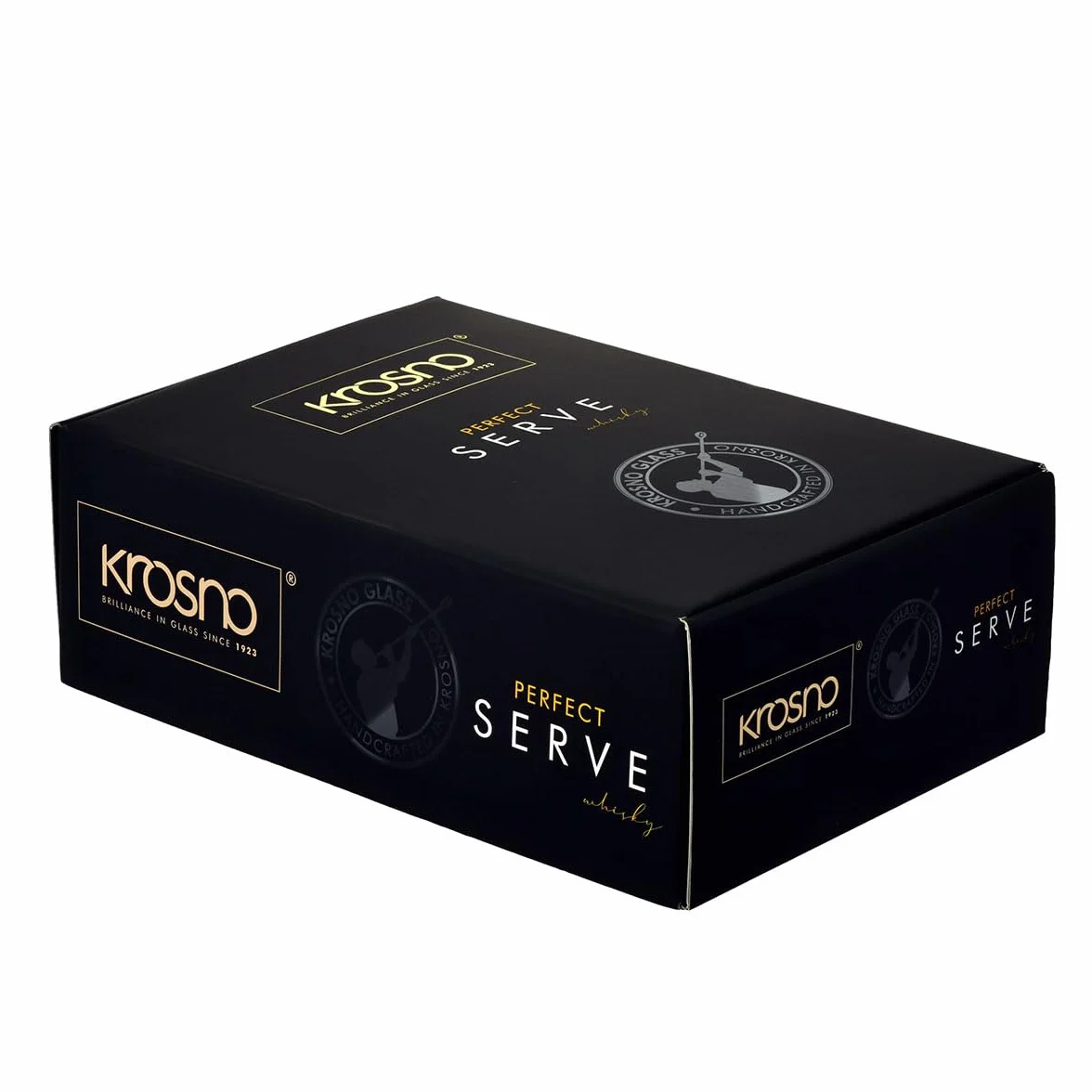 KROSNO Szklanki do whisky i szkockiej | Komplet 2 x 300 ml | Kolekcja Perfect Serve | Produkcja ręczna | Efektowne tłoczenie, Grube dno | Na prezent | Bezołowiowe szkło kryształowe | Mycie ręczne