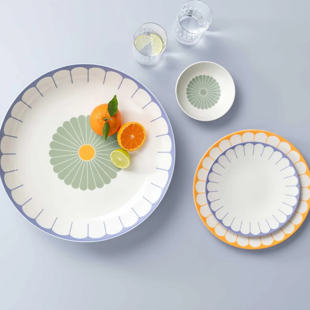 Villeroy & Boch Talerz obiadowy Fleur Soleil, żółty, nadaje się do mycia w zmywarce, nadaje się do kuchenki mikrofalowej, duży talerz, naczynia ceramiczne, możliwość układania w stos, pomarańczowy