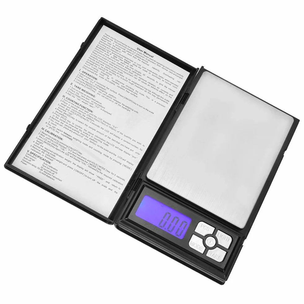 Cyfrowe wagi kieszonkowe 2000g Pojemność Ekran LCD Kamienie szlachetne i wagi jubilerskie Kuchenne wagi laboratoryjne (bez baterii)