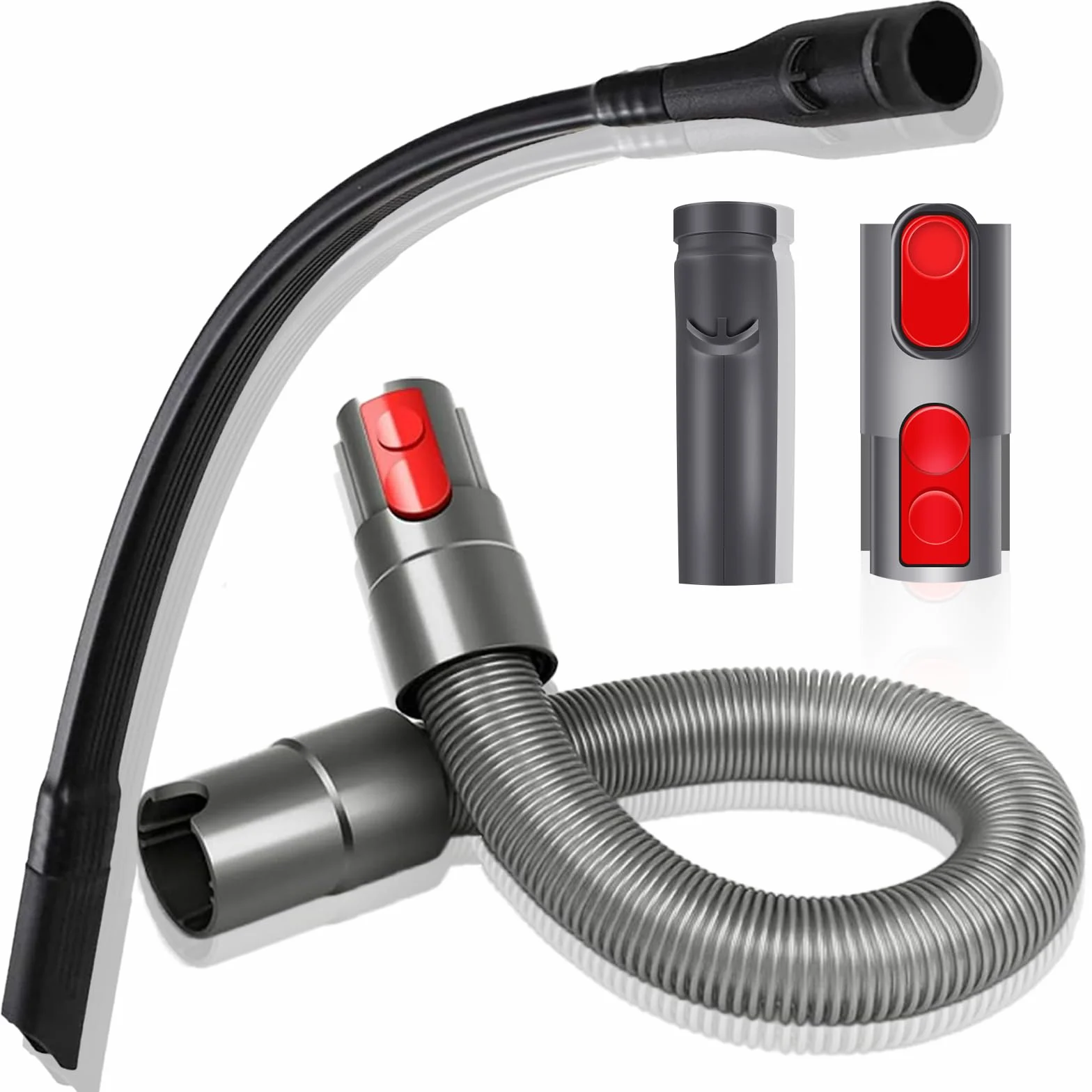 4-częściowy zestaw akcesoriów Dyson Flexible: przedłużona dysza szczelinowa + 2 adaptery + przedłużenie węża, pasujący do odkurzaczy Dyson V7, V8, V10, V11, V15