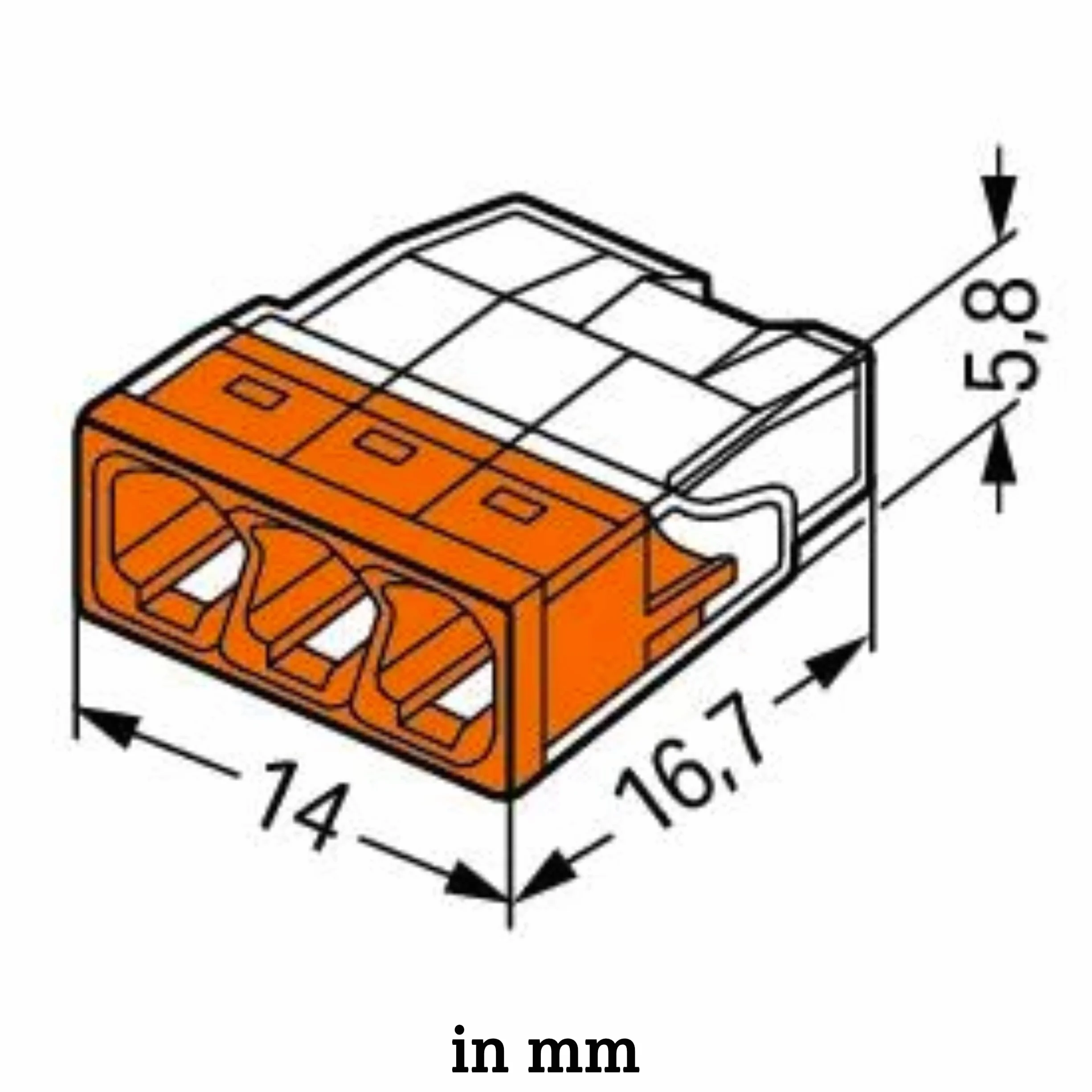 WAGO Zaciski przyłączeniowe 2273-203 | 3-pinowe, do 2,5 mm², 100 sztuk, COMPACT zacisk przyłączeniowy do przewodów stałych, potwierdzone bezpieczeństwo aplikacji, najmniejsza możliwa konstrukcja