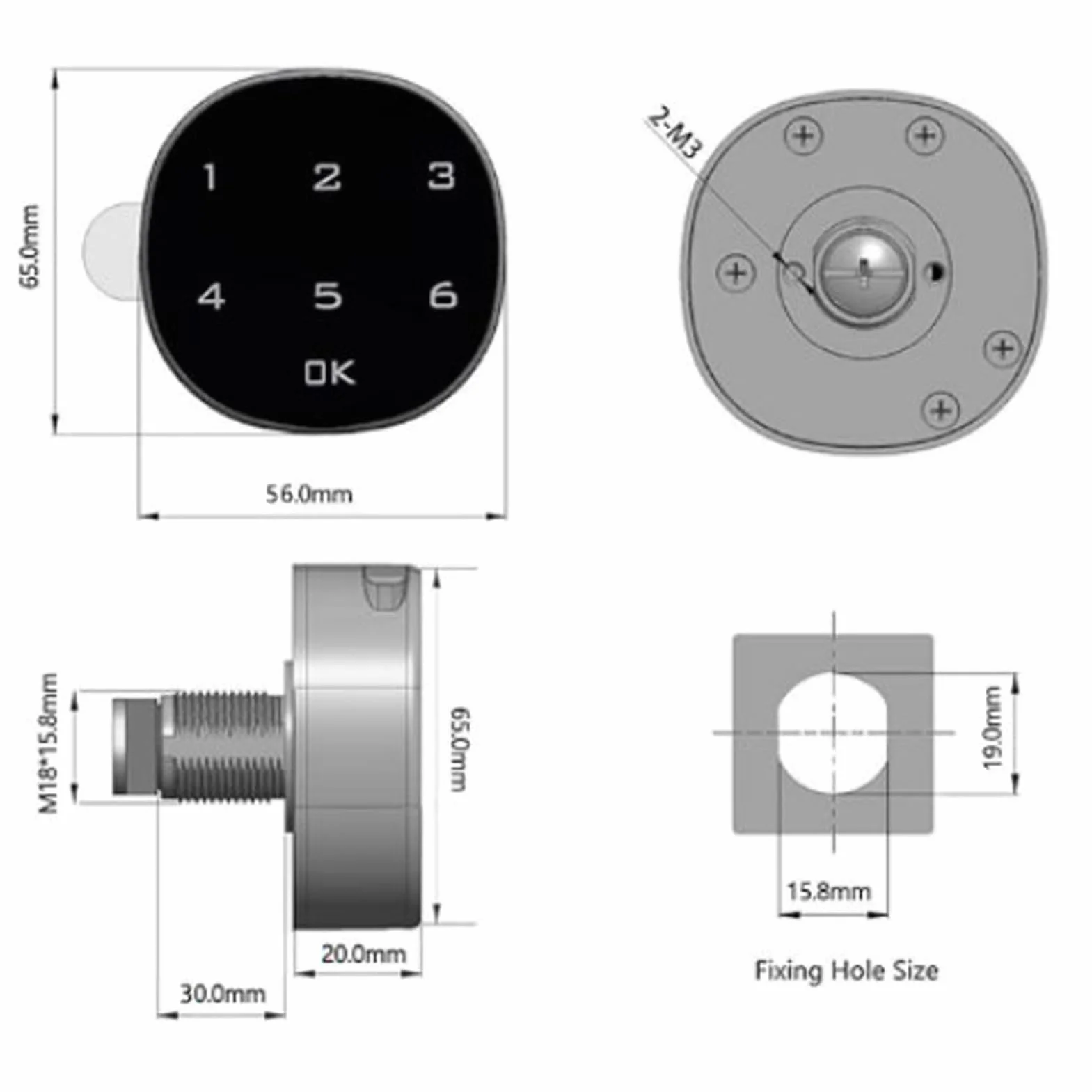 Passwortcodiertes Schloss, Touchscreen Digitales elektronisches Keyless Tastatur Schrankschloss für Schmuckkasten Postfach Schulschließfach Medizinschrank Schrank