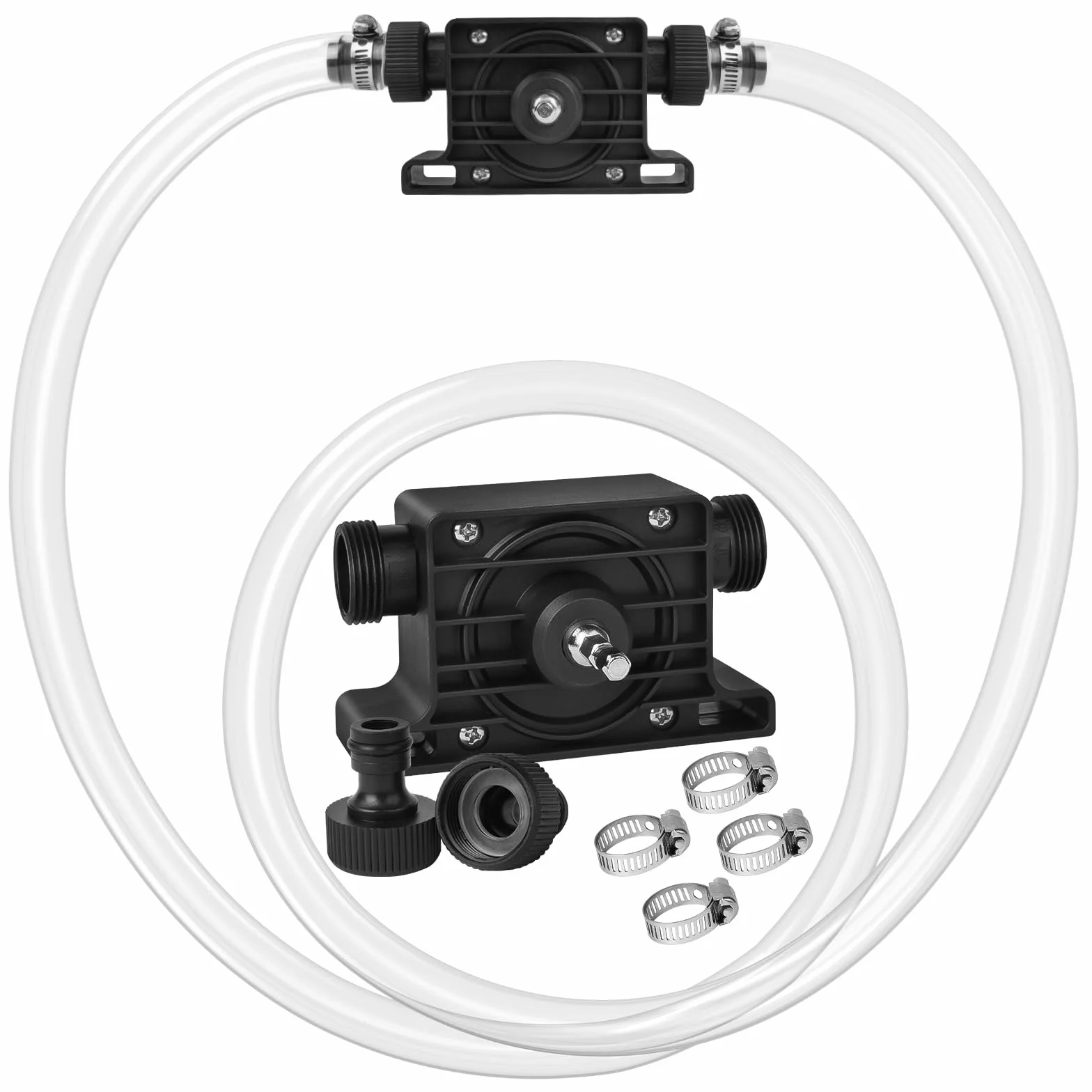 Flintronic Pompa wodna bez napędu, waterpomp, 900 L/H zelf aanzuigende overhevelpomp, accuschroefpomp, met 2m slang, voor water, olie, brandstoffen, dieselmotoren, vloeibaar water | Max. 3500 tpm