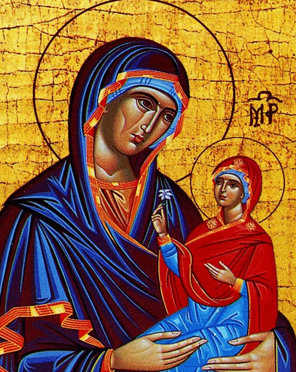 Ikona świętej Anny Matka Maryi Panny, sztuka bizantyjska wisząca na ścianie Agia Anna, grecka ręcznie robiona prawosławna ikona świętej Anny, prezent religijny