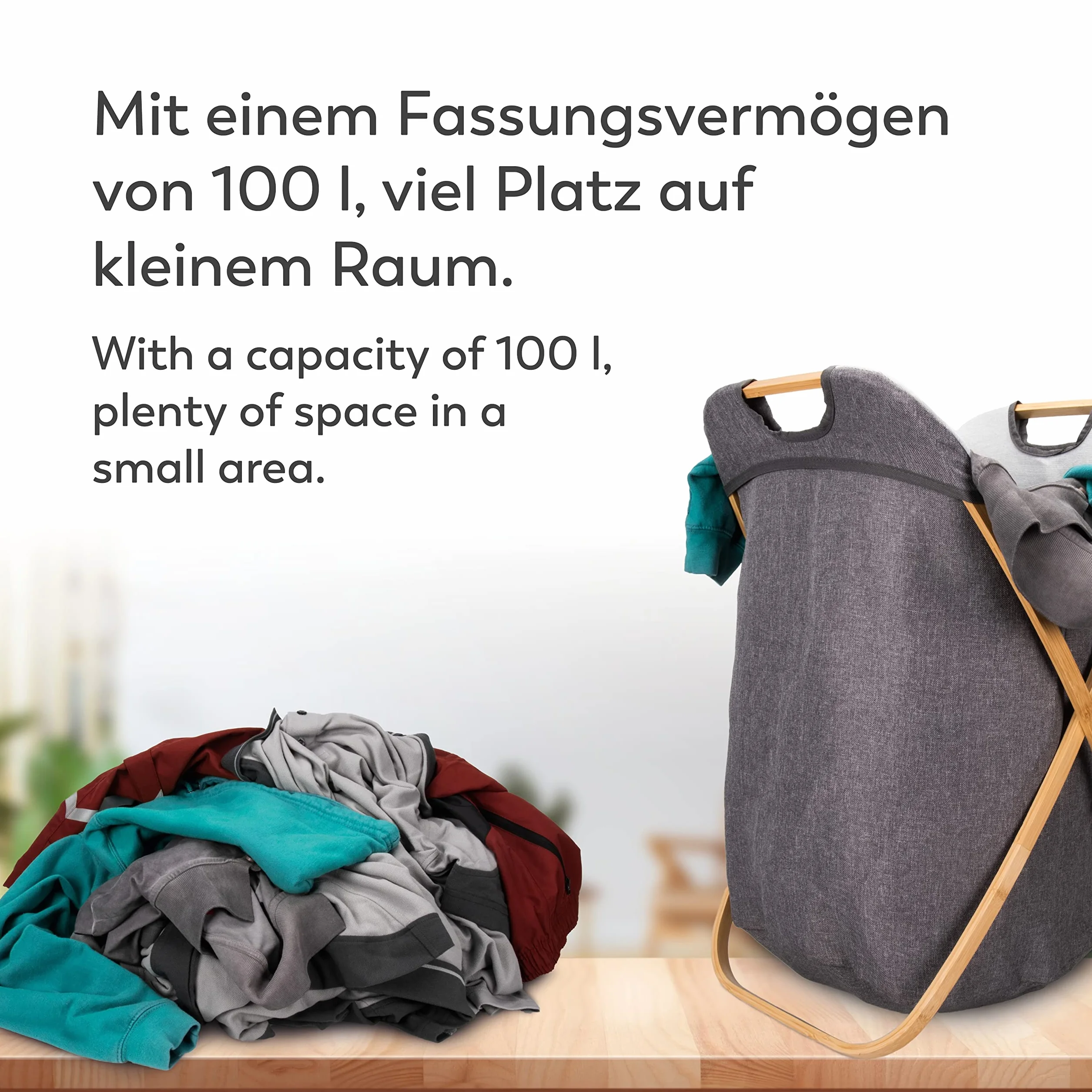 Rubberneck Kosz na pranie z bambusa XXL składany 100 litrów