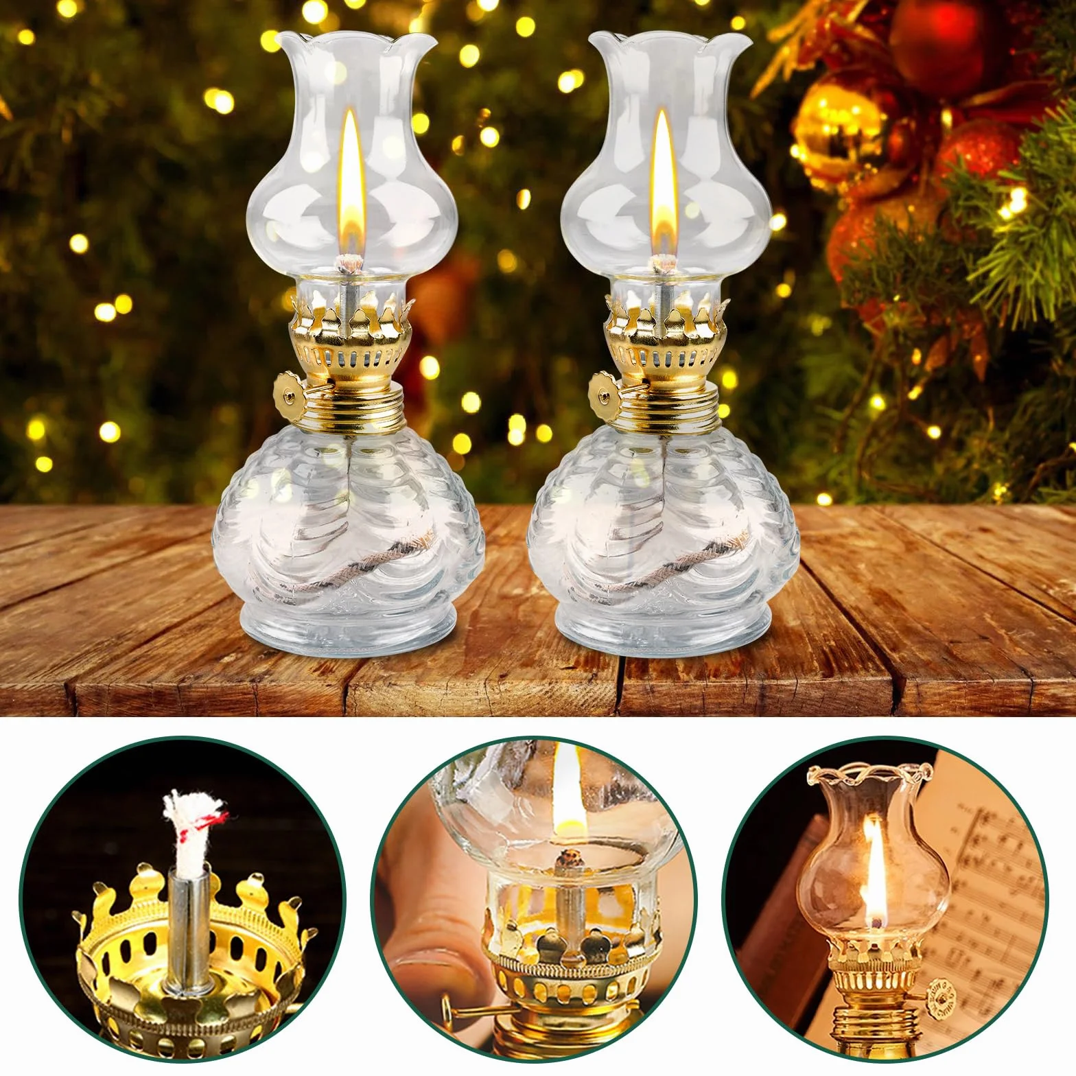 BORDEAG Lampa naftowa 2 sztuki szklana latarnia sztormowa vintage do wnętrz ogrodu kemping
