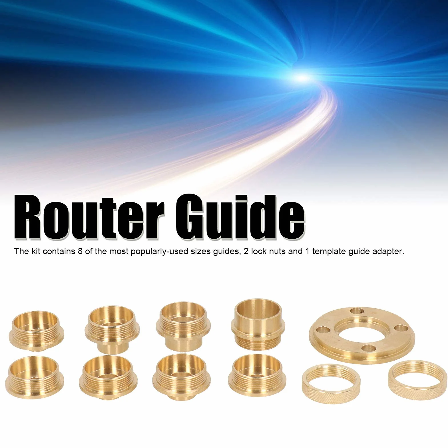 11 Sztuk/Zestaw Części Routera Przewodnik Routera Mosiężny Szablon Prowadnicy Zestaw Tulei z Nakrętką Zabezpieczającą Adapter Router Akcesoria