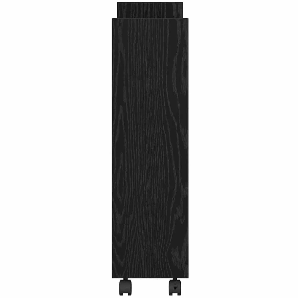 vidaXL Wąski Wózek do Przechowywania Czarny Dąb 60 x 22 x 80 cm, Nowoczesny wózek kuchenny, prostokątny design, trwały organizer, wąska konstrukcja do domu