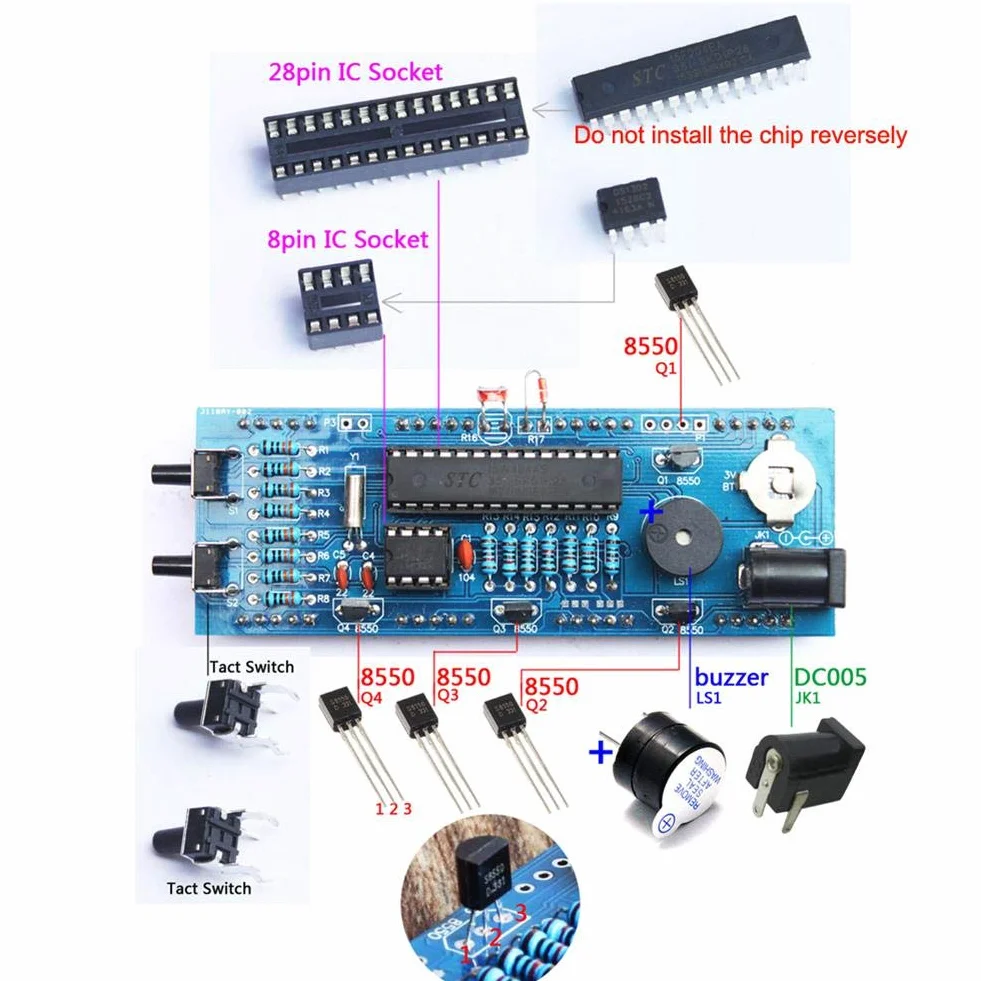 Elektroniczny Zegar Do Samodzielnego MontażU, 4-Cyfrowy Cyfrowy Zegar Led Do Samodzielnego MontażU Zestaw Elektroniki, Automatyczne WyśWietlanie Czasu/Temperatury (Zielone)