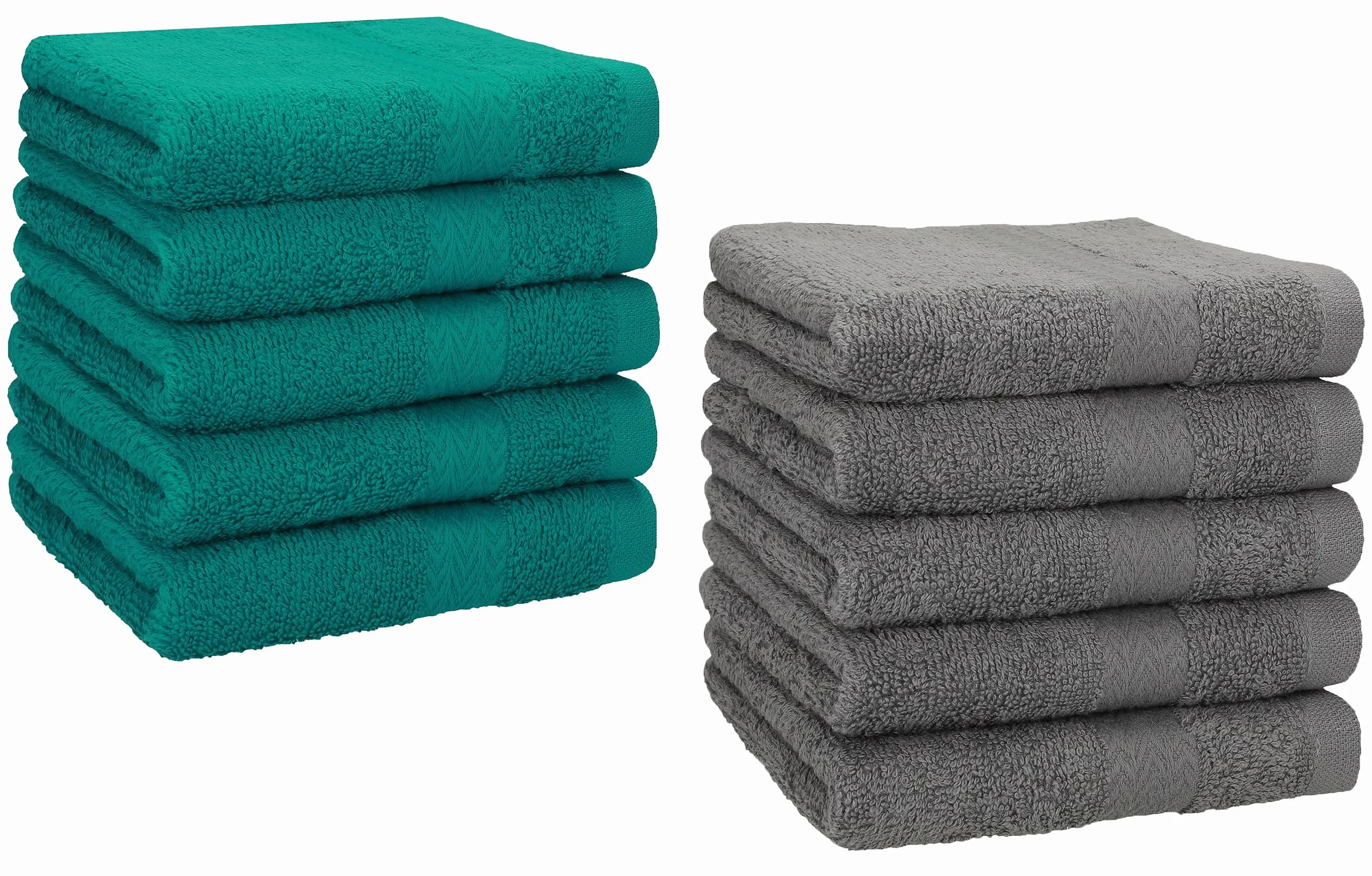 Betz Zestaw Flanelowe ręczniczki, ściereczki, premium, 30 x 30 cm, 100% bawełna, 10 szt., szmaragdowo-zielone, antracytowe