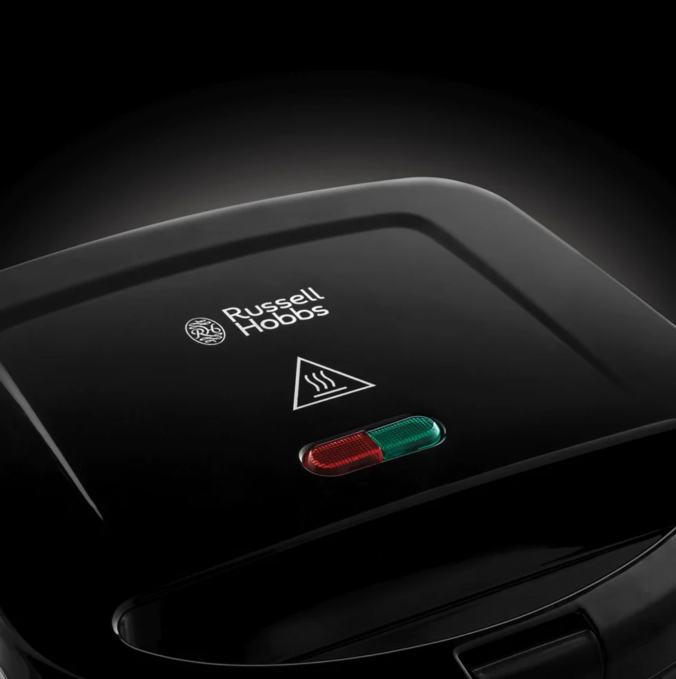 Russell Hobbs opiekacz do kanapek, nieprzywierająca powłoka, możliwość wyjęcia płytek, 2 kanapki, przechowywanie w pozycji pionowej, 700W, czarny, Sandwich Maker Classics 24520-56