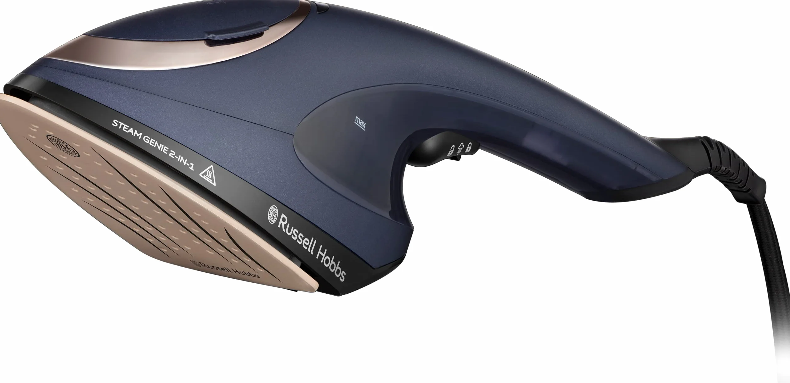 Russell Hobbs parownica do ubrań [1700W, para 20g/min] Steam Genie (2w1: parownica i żelazko parowe, ceramizna stopa, antybakteryjny, idealny w podróży, 3 nasadki: ubrania, zasłony, tkaniny) 28370-56